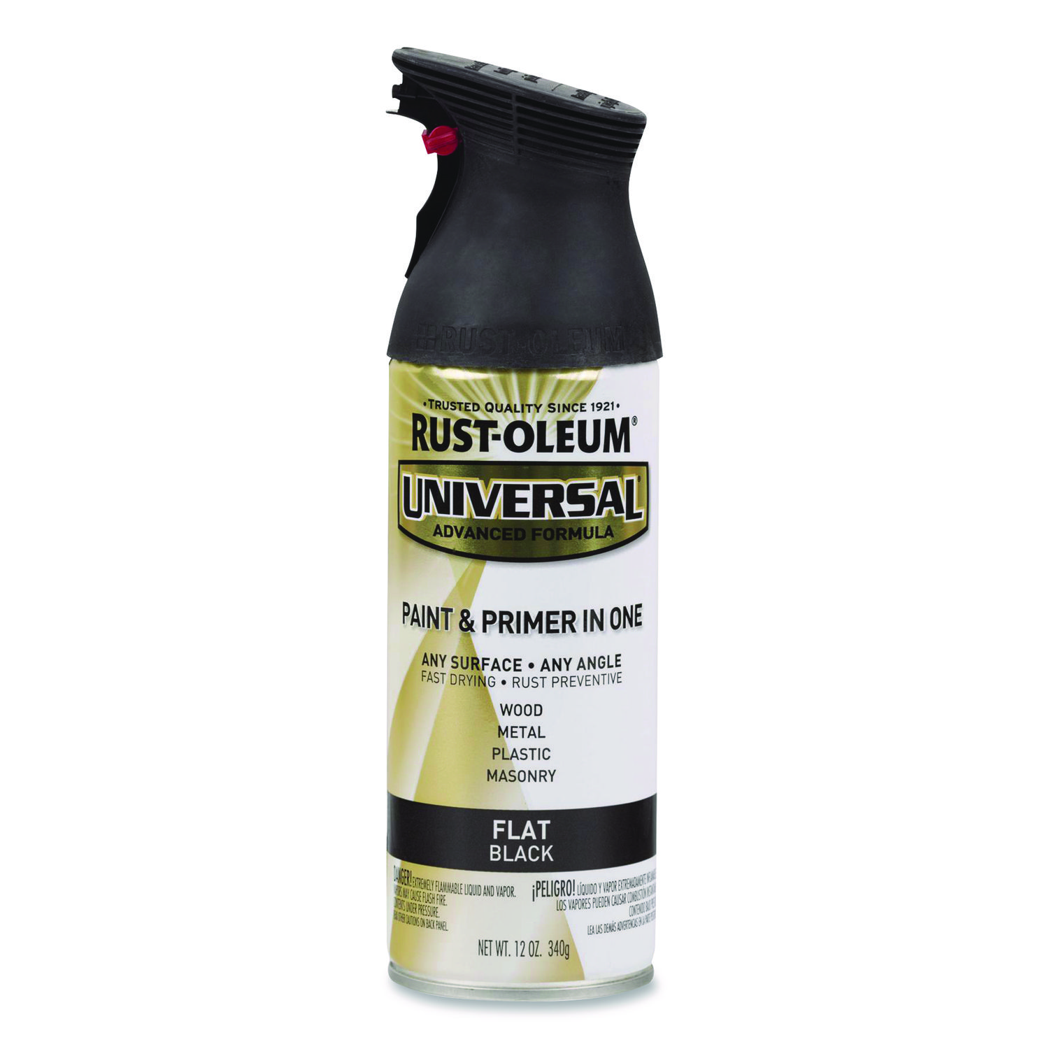 Universal Premium Spray Paint, Flat Black, 12 oz Aerosol Can