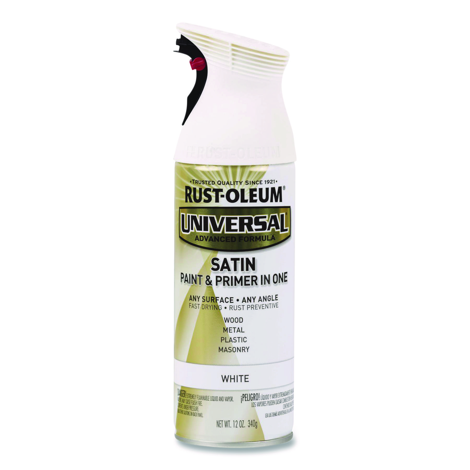 Universal Premium Spray Paint, Satin White, 12 oz Aerosol Can