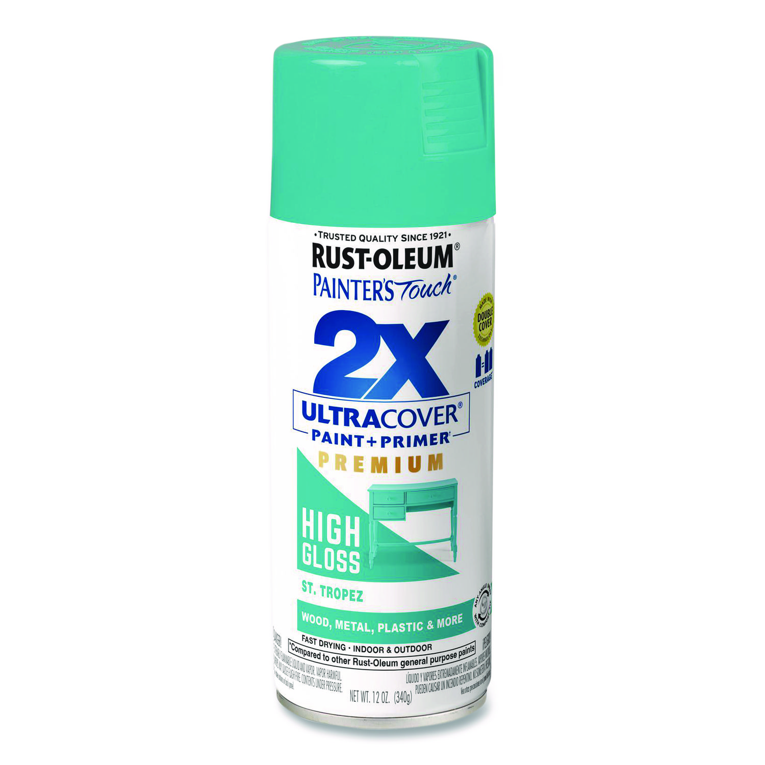 Painter's Touch 2X Ultra Cover Spray Paint, High Gloss St. Tropez, 12 oz Aerosol Can