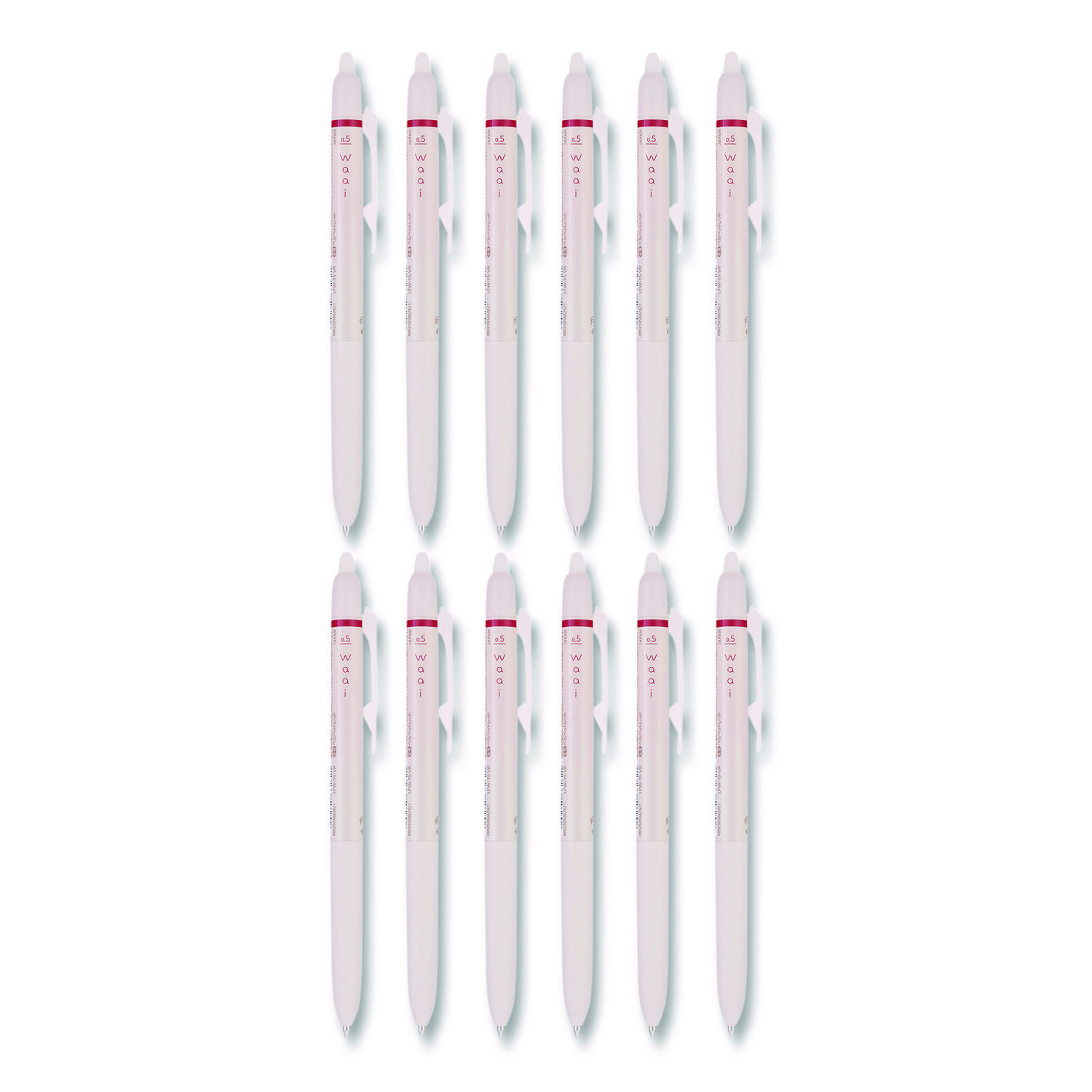 Frixion Waai Erasable Gel Pen, Retractable, Extra Fine 0.5 mm, Cherry Ink, Beige/Cherry Barrel, Dozen