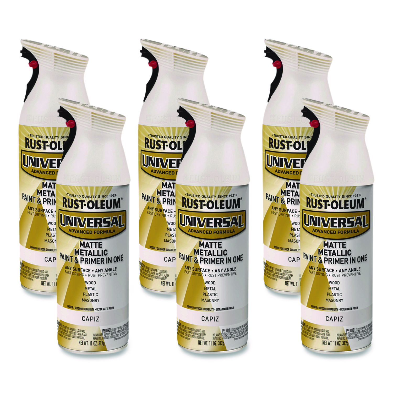 Universal Premium Spray Paint, Metallic Capiz, 11 oz Aerosol Can, 6/Carton