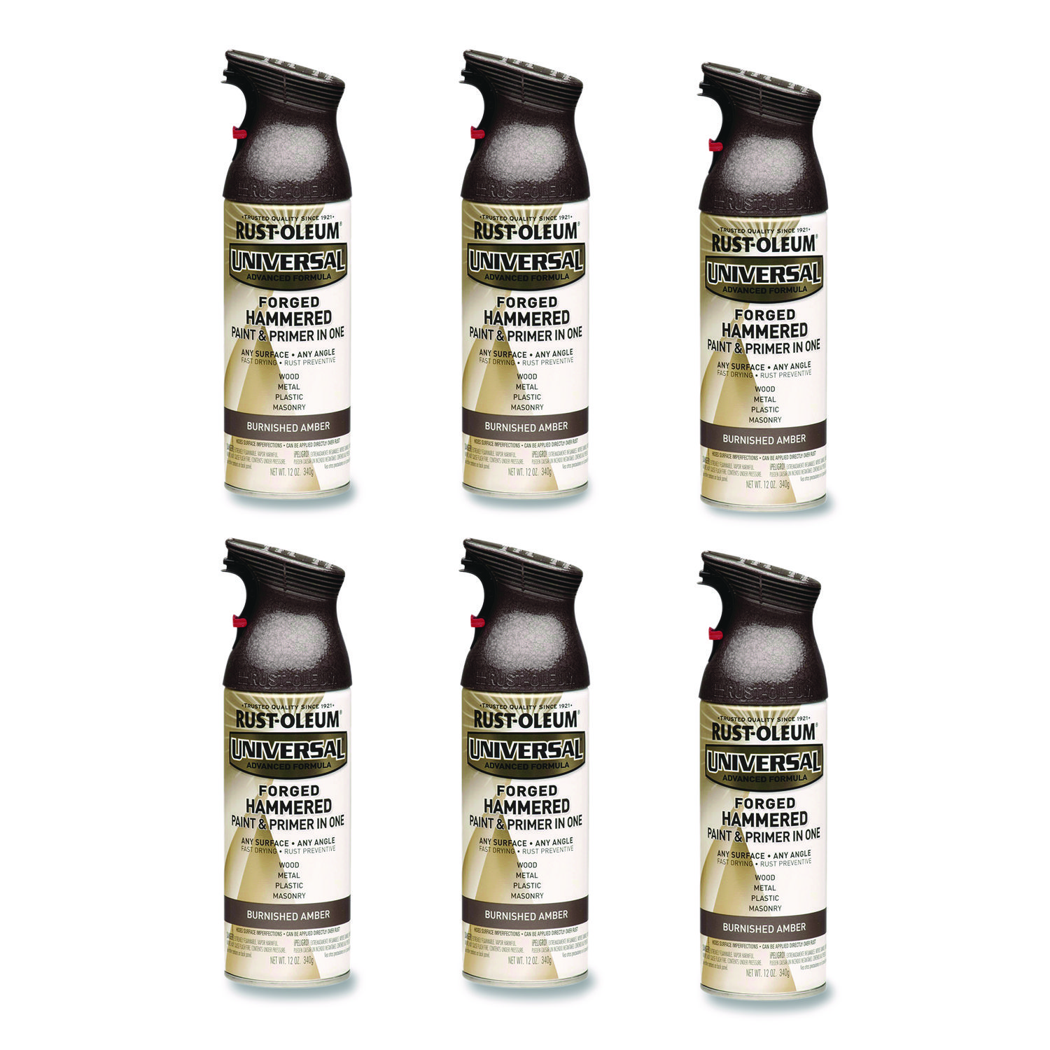 Universal Premium Spray Paint, Hammer Amber, 12 oz Aerosol Can, 6/Carton