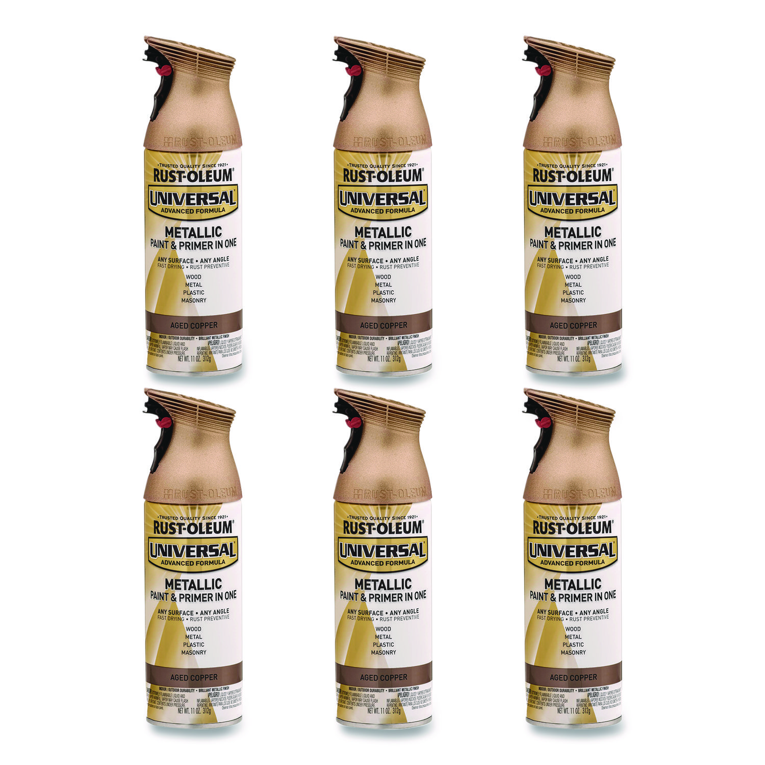 Universal Premium Spray Paint, Aged Copper, 12 oz Aerosol Can, 6/Carton