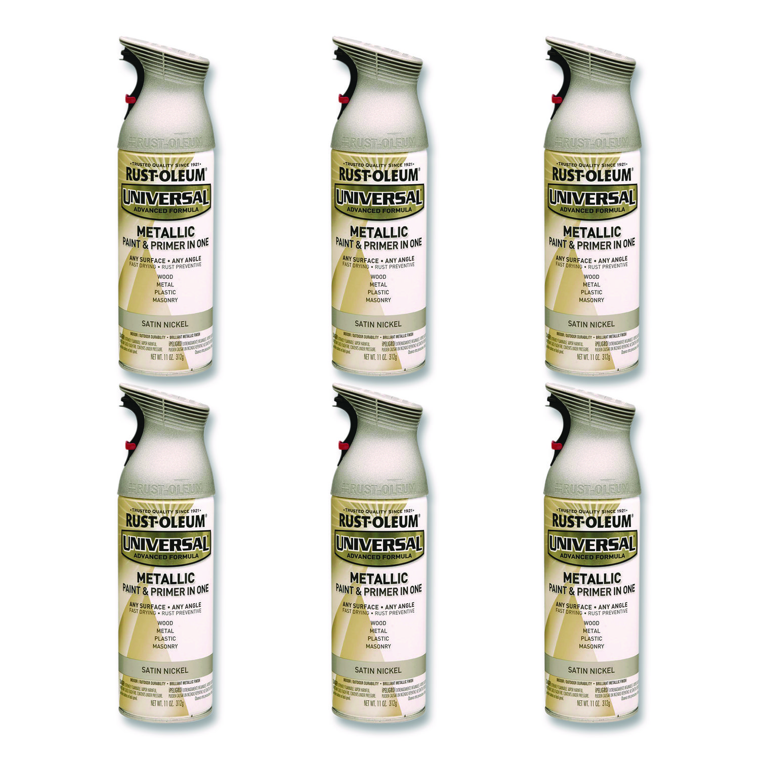 Universal Premium Spray Paint, Aged Nickel, 12 oz Aerosol Can, 6/Carton