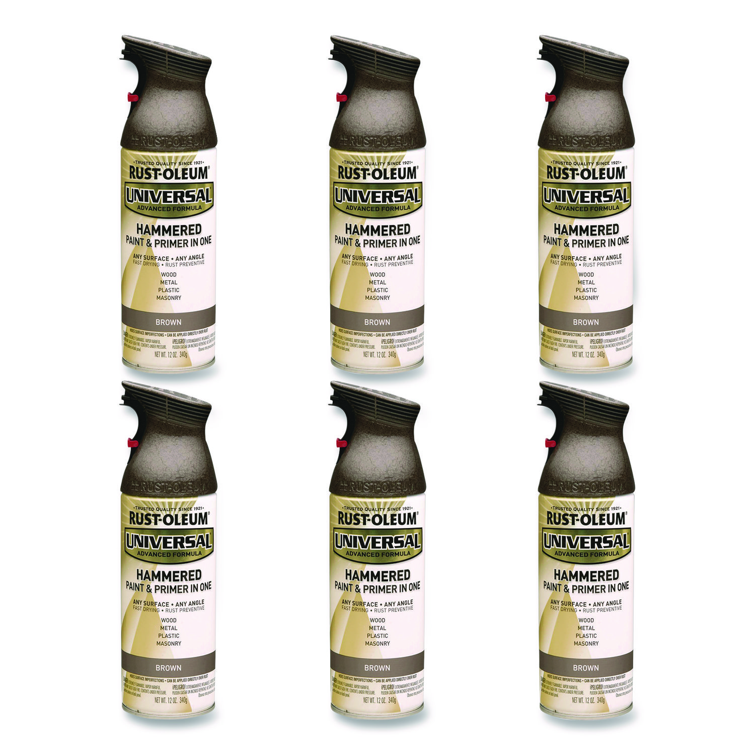 Universal Premium Spray Paint, Hammer Brown, 12 oz Aerosol Can, 6/Carton