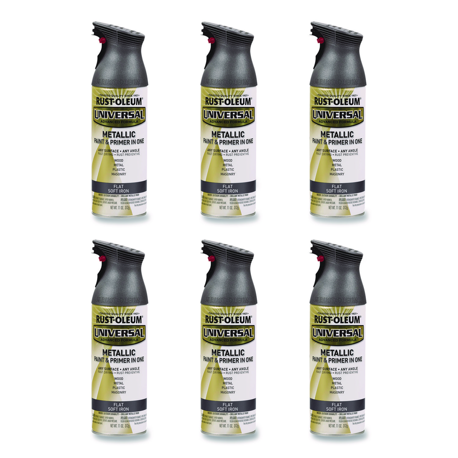 Universal Premium Spray Paint, Flat Iron, 12 oz Aerosol Can, 6/Carton