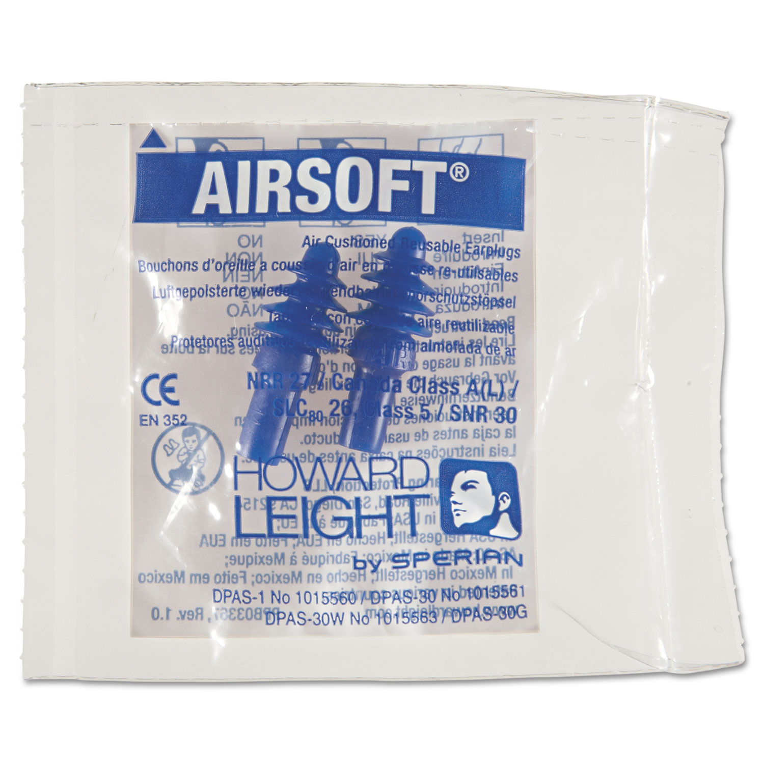 AirSoft Reusable Air Cushioned Earplugs, Uncorded, 100 Pair/Box