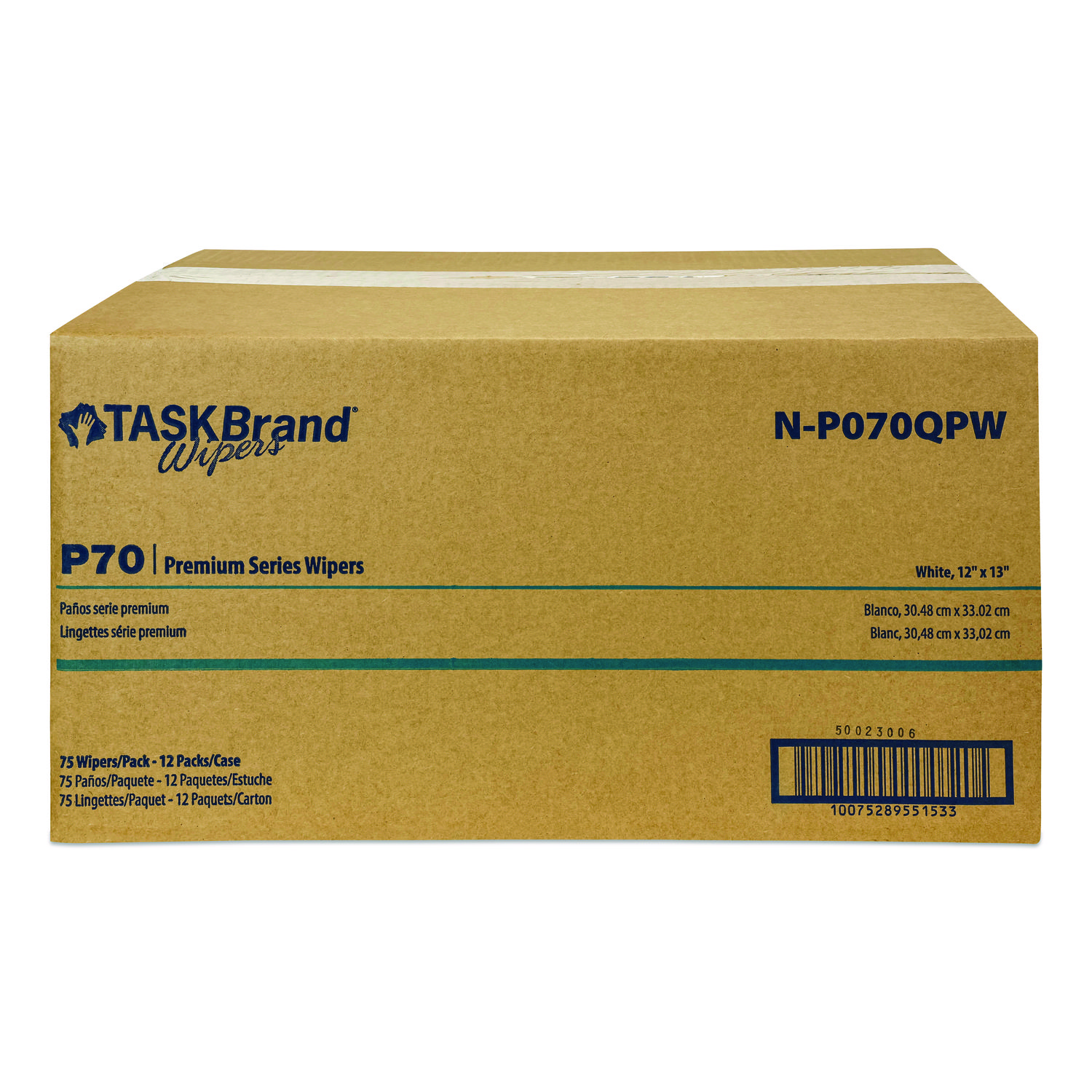 TASKBrand P70 Series Premium Wiper, 11 x 13, Unscented, 75/Pack, 12 Packs/Carton