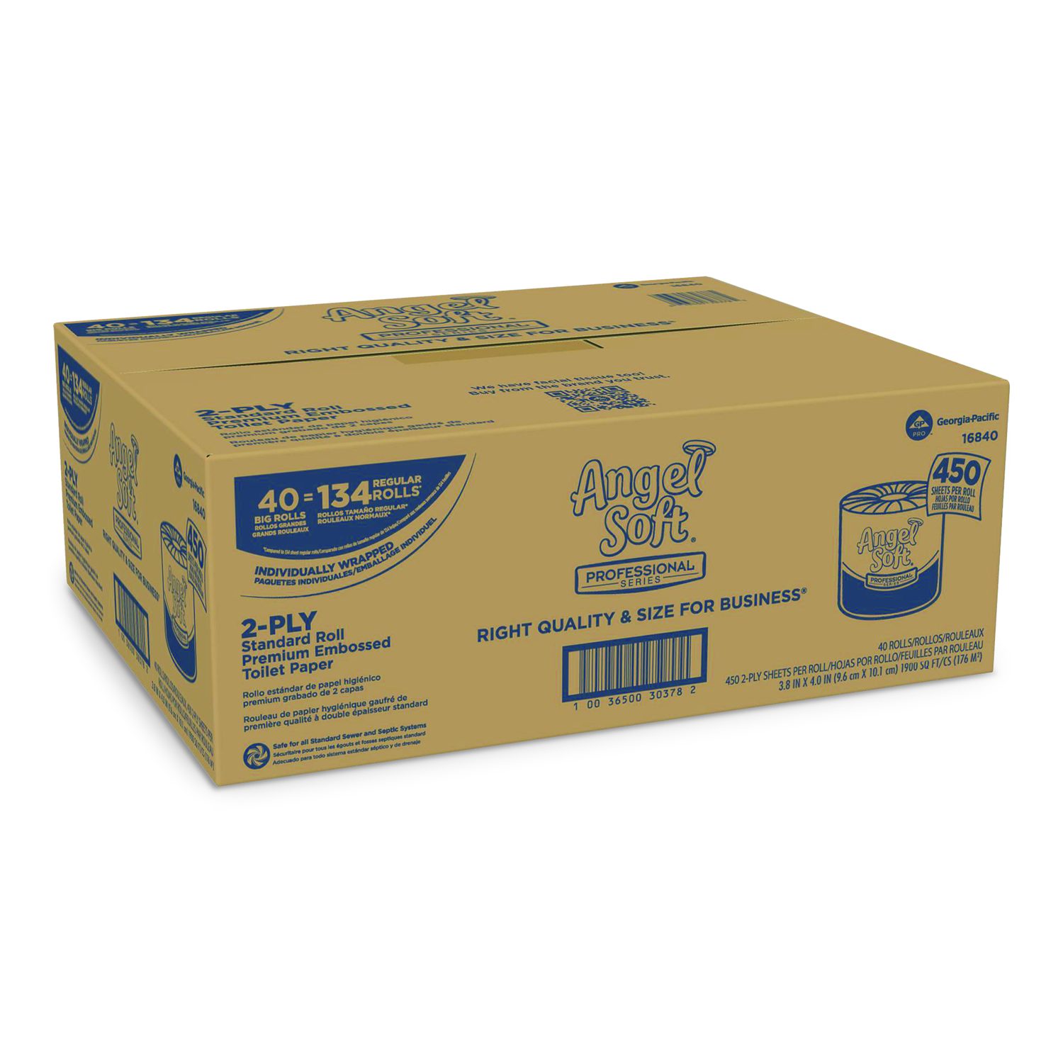 Angel Soft ps Premium Bathroom Tissue, Septic Safe, 2-Ply, White, 450 Sheets/Roll, 40 Rolls/Carton
