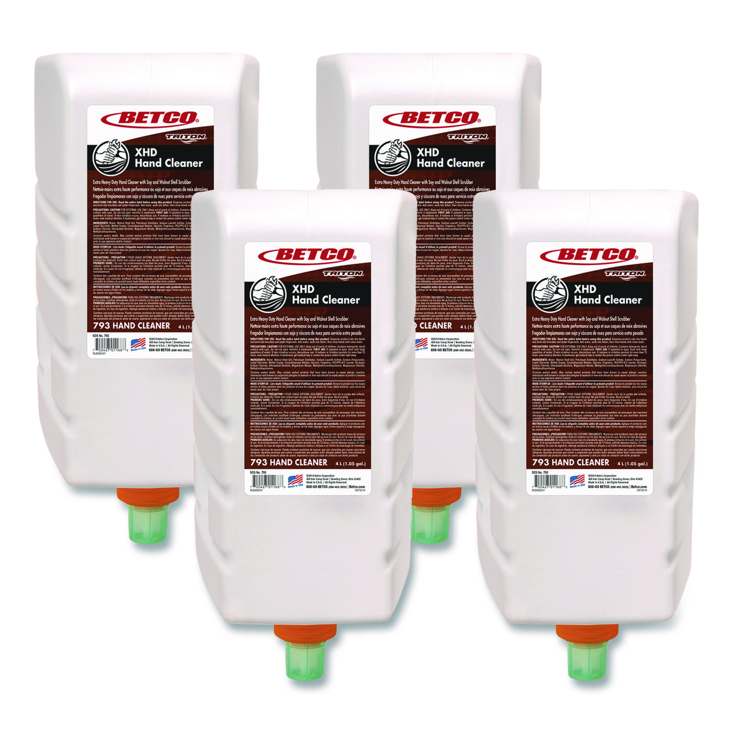 XHD Hand Cleaner Refill, Fresh Scent, 4 L, 4/Carton