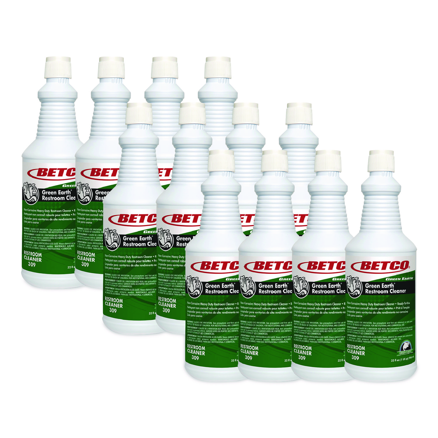 Green Earth RTU Restroom Cleaner, Fresh Mint Scent, 32 oz Bottle, 12/Carton
