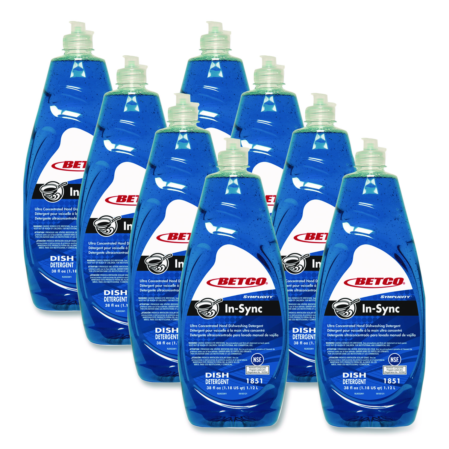 Symplicity In-Sync Hand Dishwashing Detergent, Fresh Ozonic Scent, 38 oz Bottle, 8/Carton