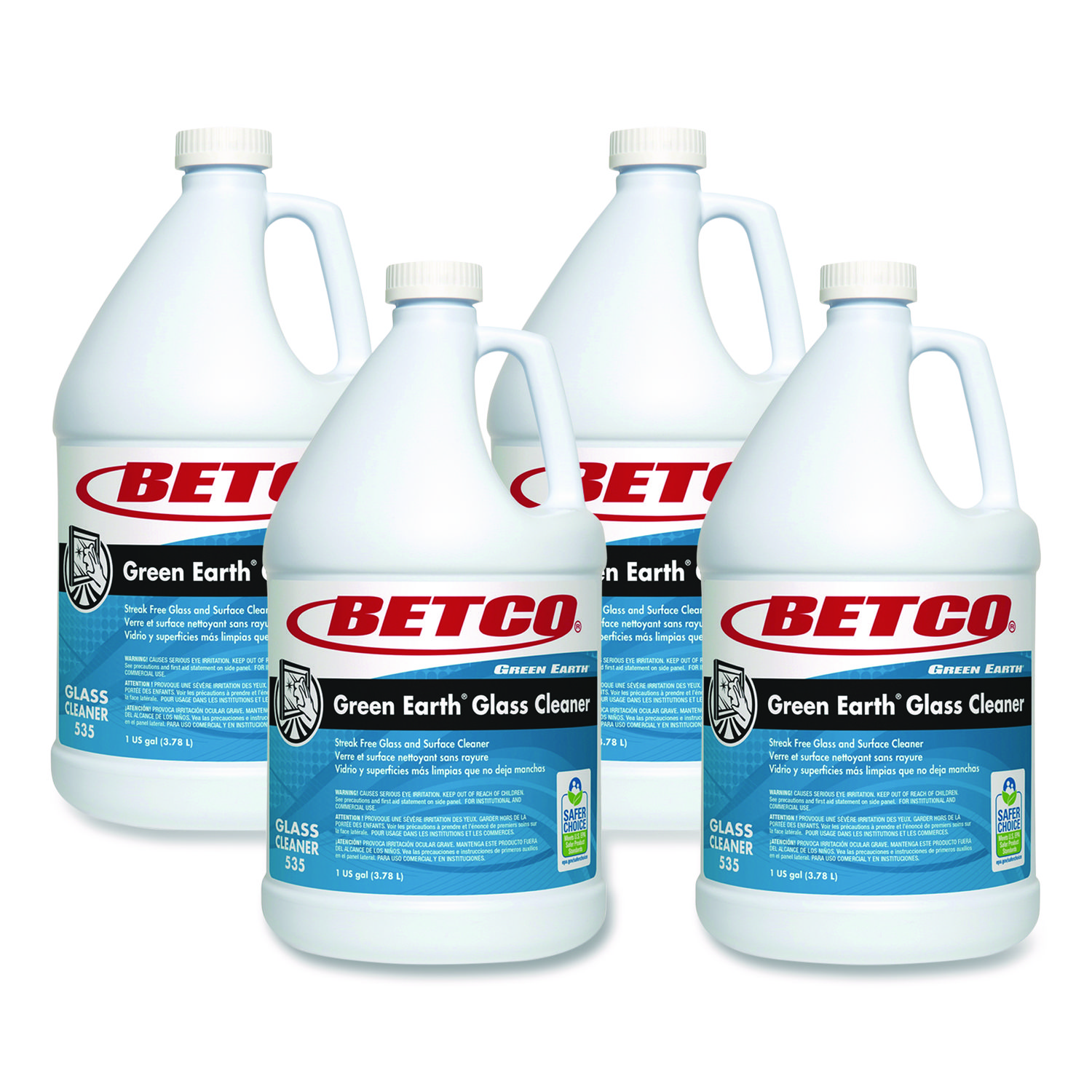 Green Earth Glass Cleaner, 1 gal Bottle, 4/Carton