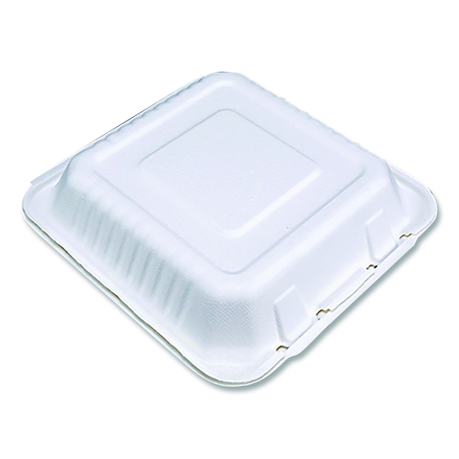ChampWare Molded-Fiber Clamshell Containers, 9 x 9 x 3, White, 100/Sleeve, 2 Sleeves/Carton