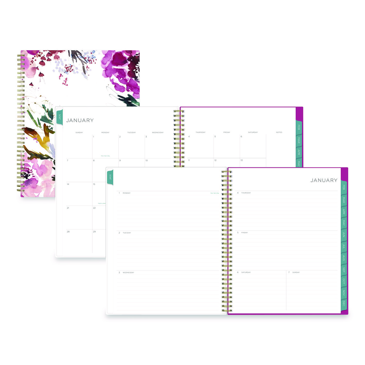 Kelly Ventura Magenta Bloom Weekly/Monthly Planner, Floral Artwork, 11 x 8.5, Multicolor Cover, 12-Month (Jan to Dec): 2026