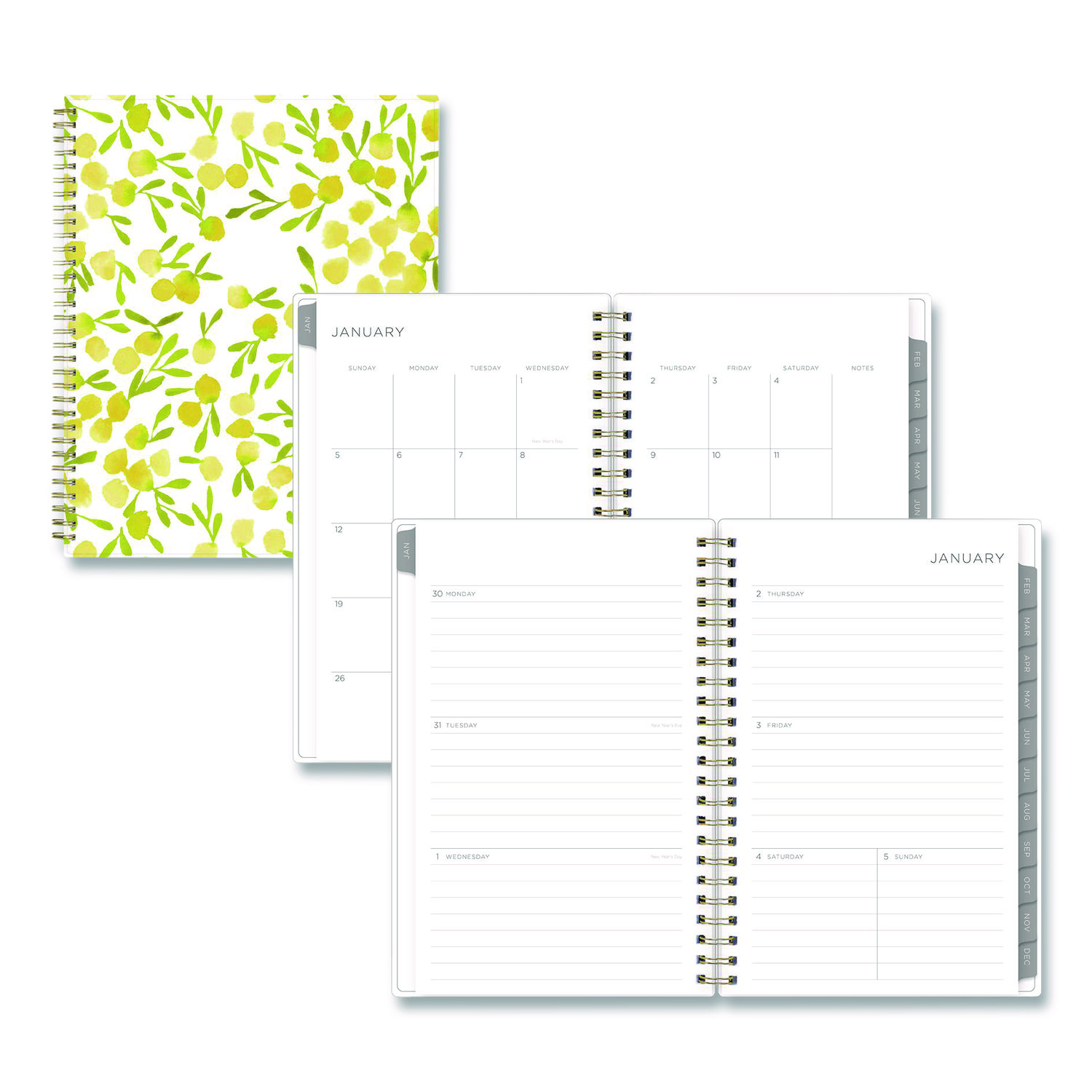 Mimosa Weekly/Monthly Planner, 8 x 5, Lemon Artwork, Yellow/Green/White Cover, 12-Month (Jan to Dec): 2026