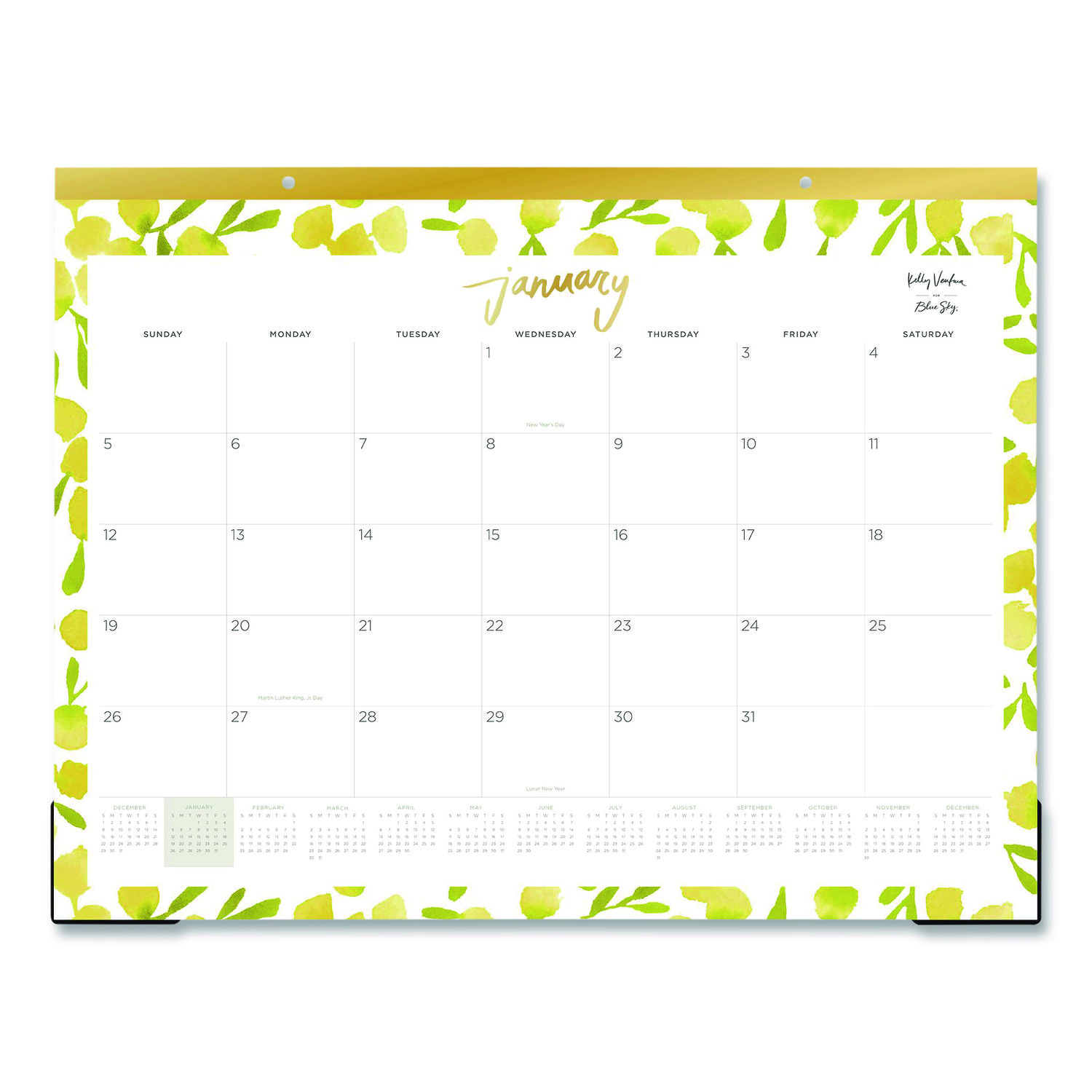 Mimosa Monthly Desk Pad Calendar, 22 x 17, Lemon Artwork, White/Yellow/Green Sheets, 12-Month (Jan to Dec): 2026