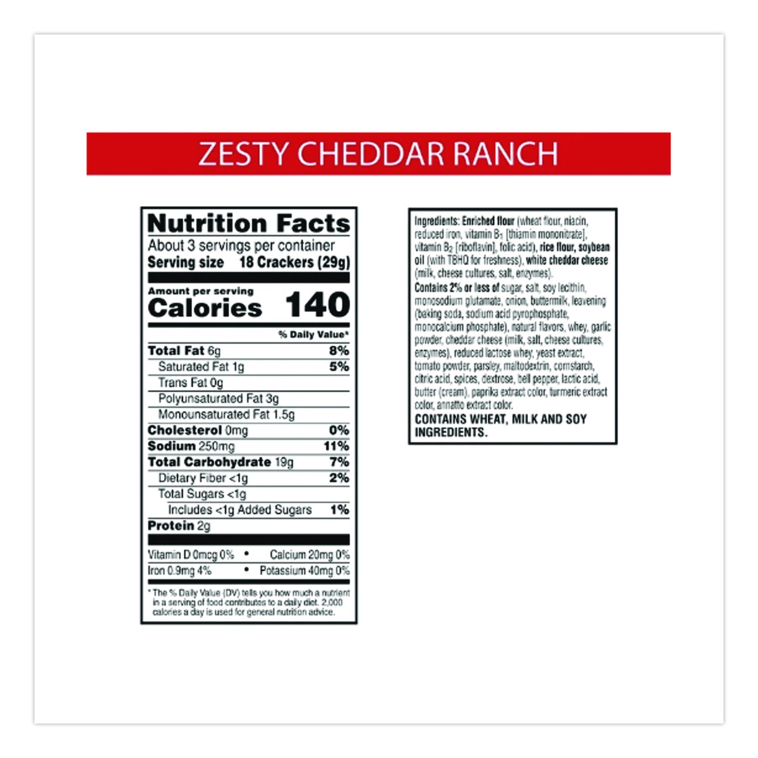 Cheez-it Grooves Crackers, Zesty Ranch, 3.25 Bag, 6/Box ...