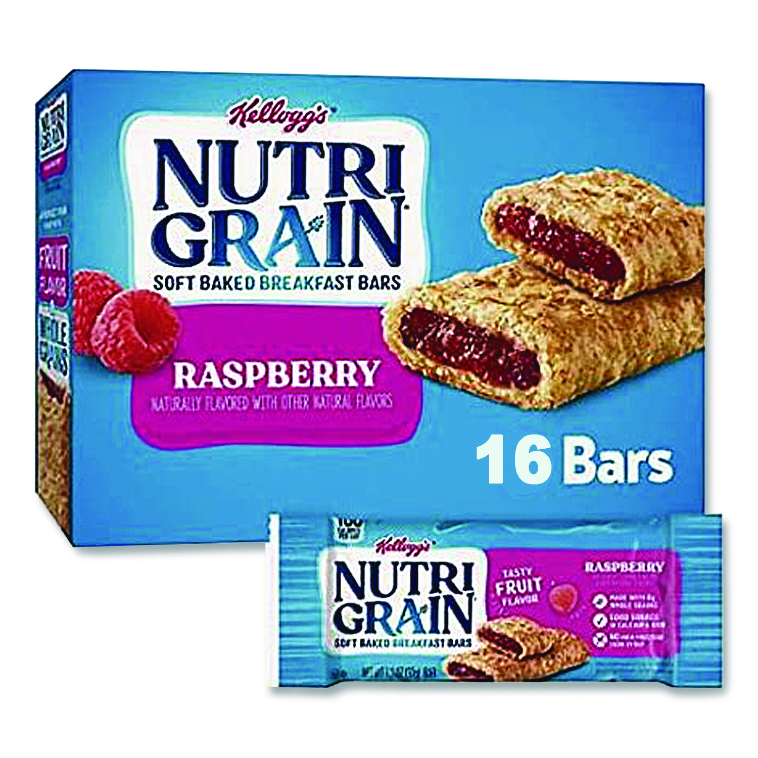 Nutri-Grain Soft Baked Breakfast Bars, Raspberry, Indv Wrapped 1.3 oz Bar, 16/Box