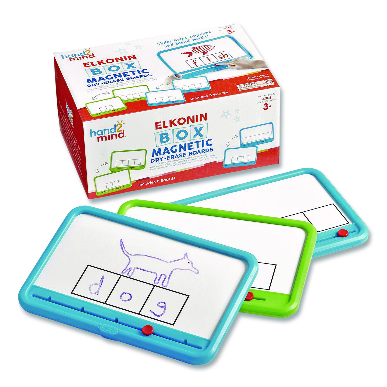 ELKONIN Box Magnetic Dry Erase Board Set, 11.4 x 5, White Surface, 8 Boards