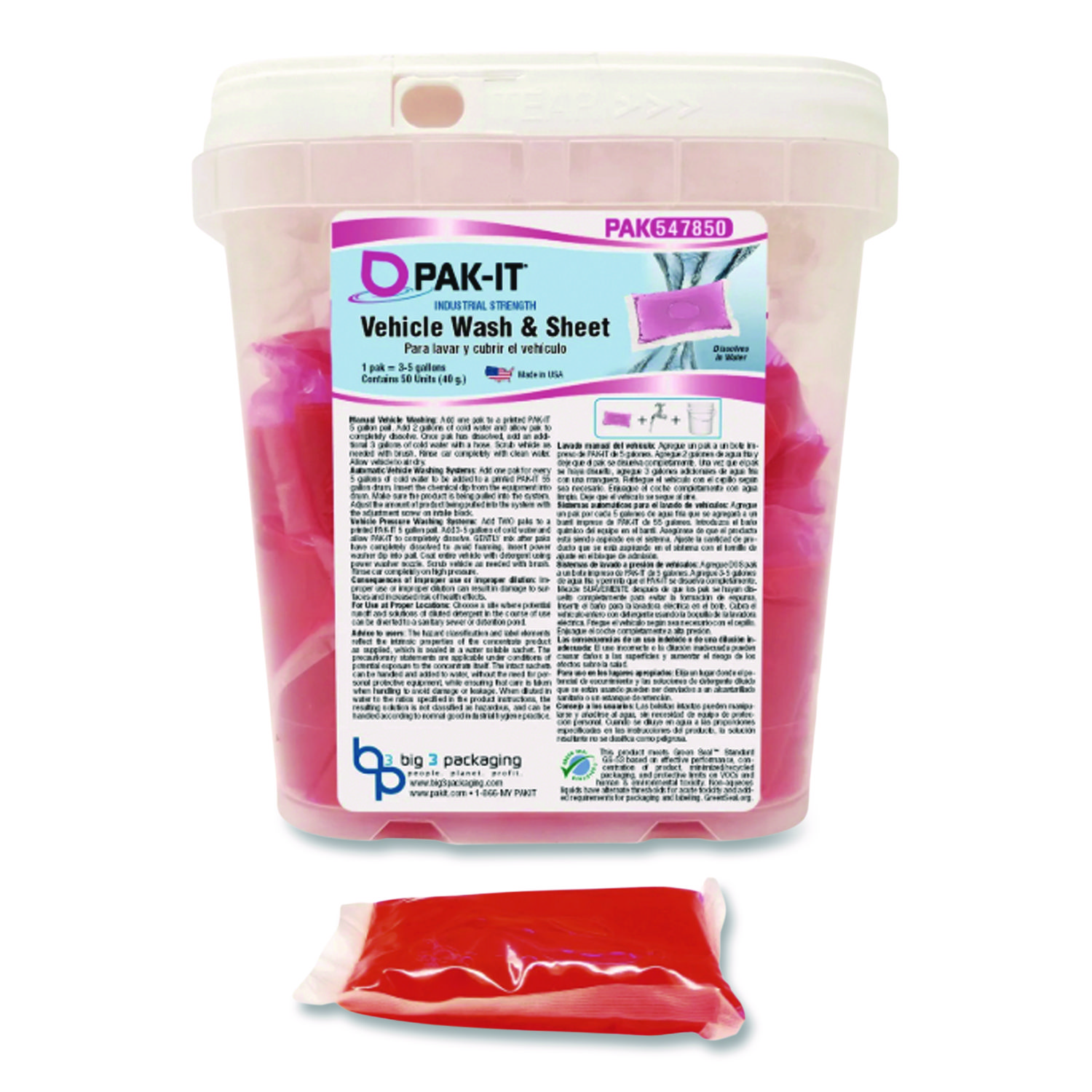 Vehicle Wash and Sheet, Uncented, 50 Packets