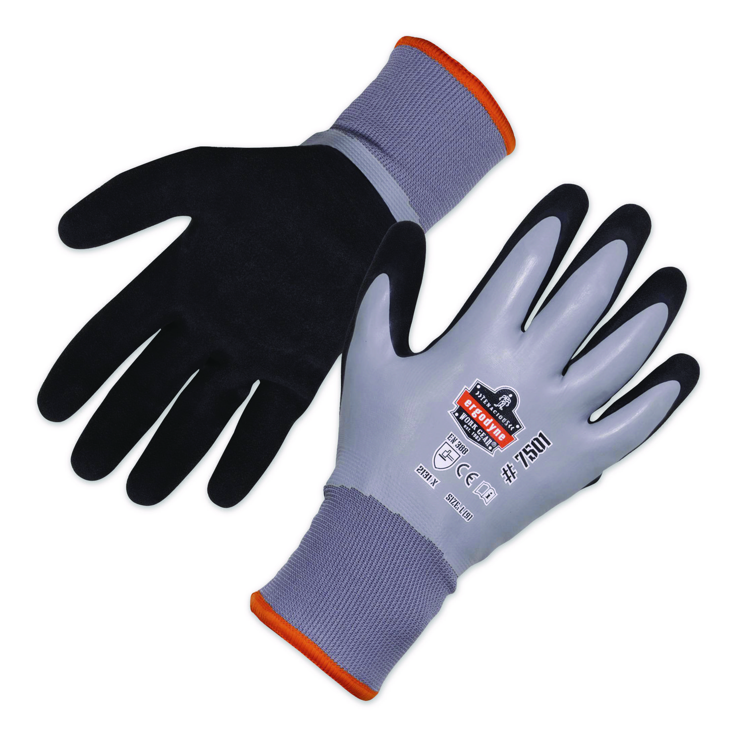 ProFlex 7501 Coated Waterproof Winter Gloves, EN388: 2131X, 11" Long, X-Large, Gray, Pair