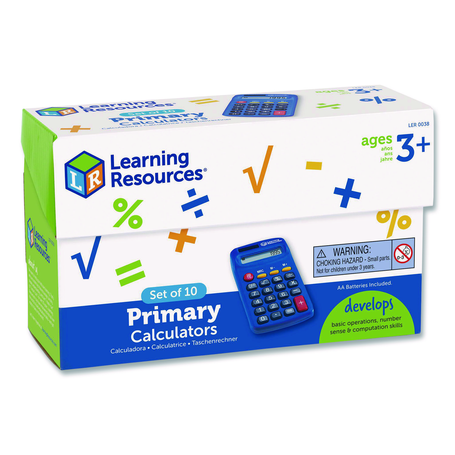 Primary Calculator, 8-Digit, LCD, 10 Calculators