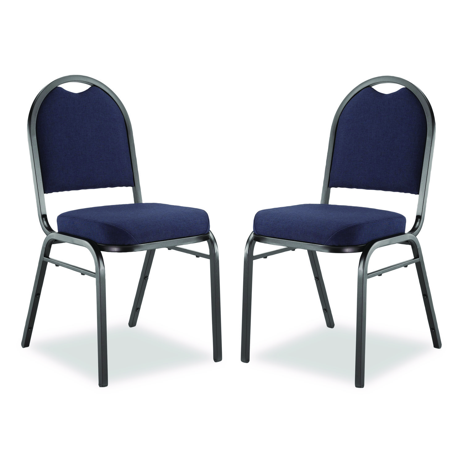 9200 Series Premium Upholstered Stack Chair, Fabric, Supports 500 lbs, 19" Seat Ht, Midnight Blue Seat/Back, Black Base, 2/Pk