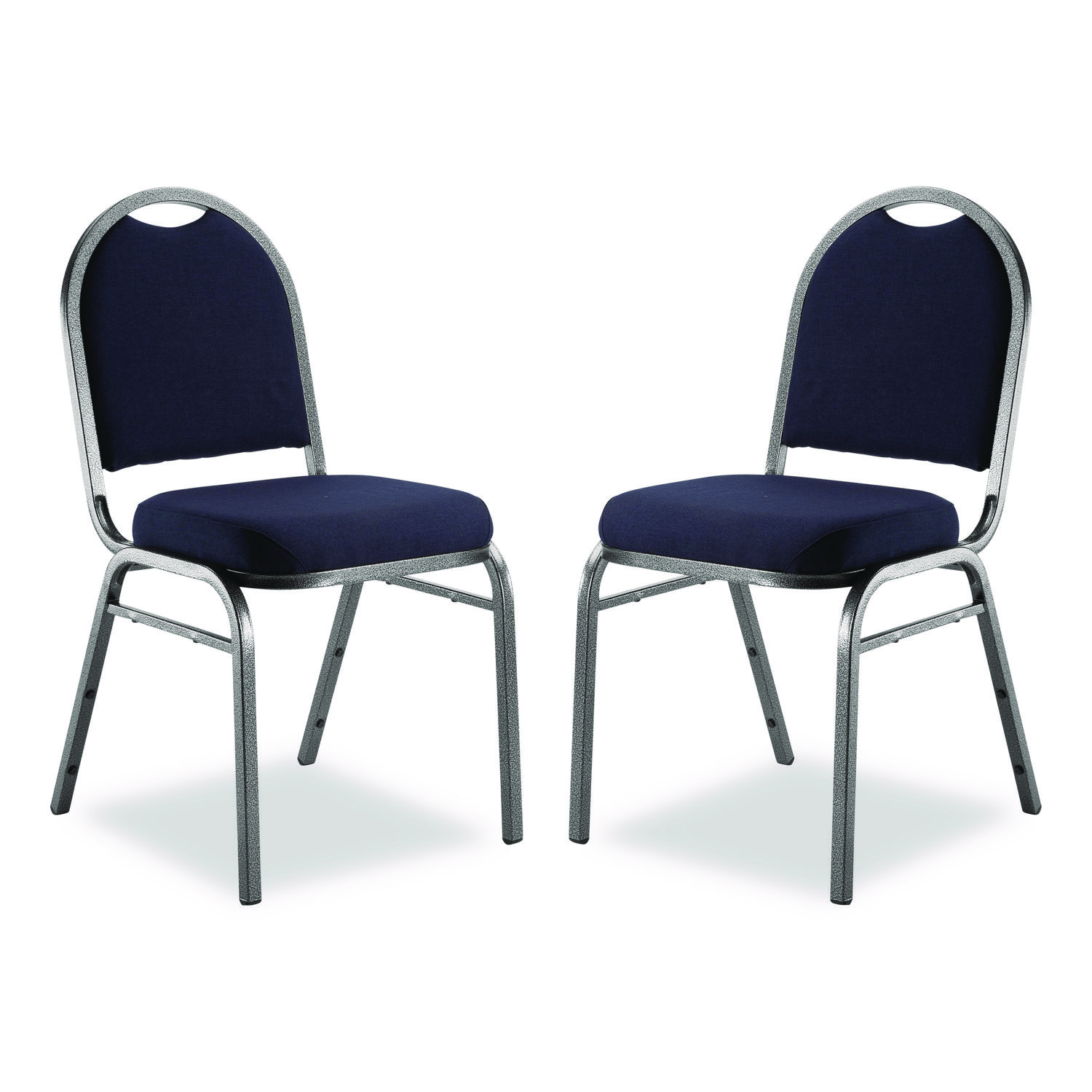 9200 Series Premium Upholstered Stack Chair, Fabric, Supports 500 lb, 19" Seat Ht, Midnight Blue Seat/Back, Silver Base, 2/PK