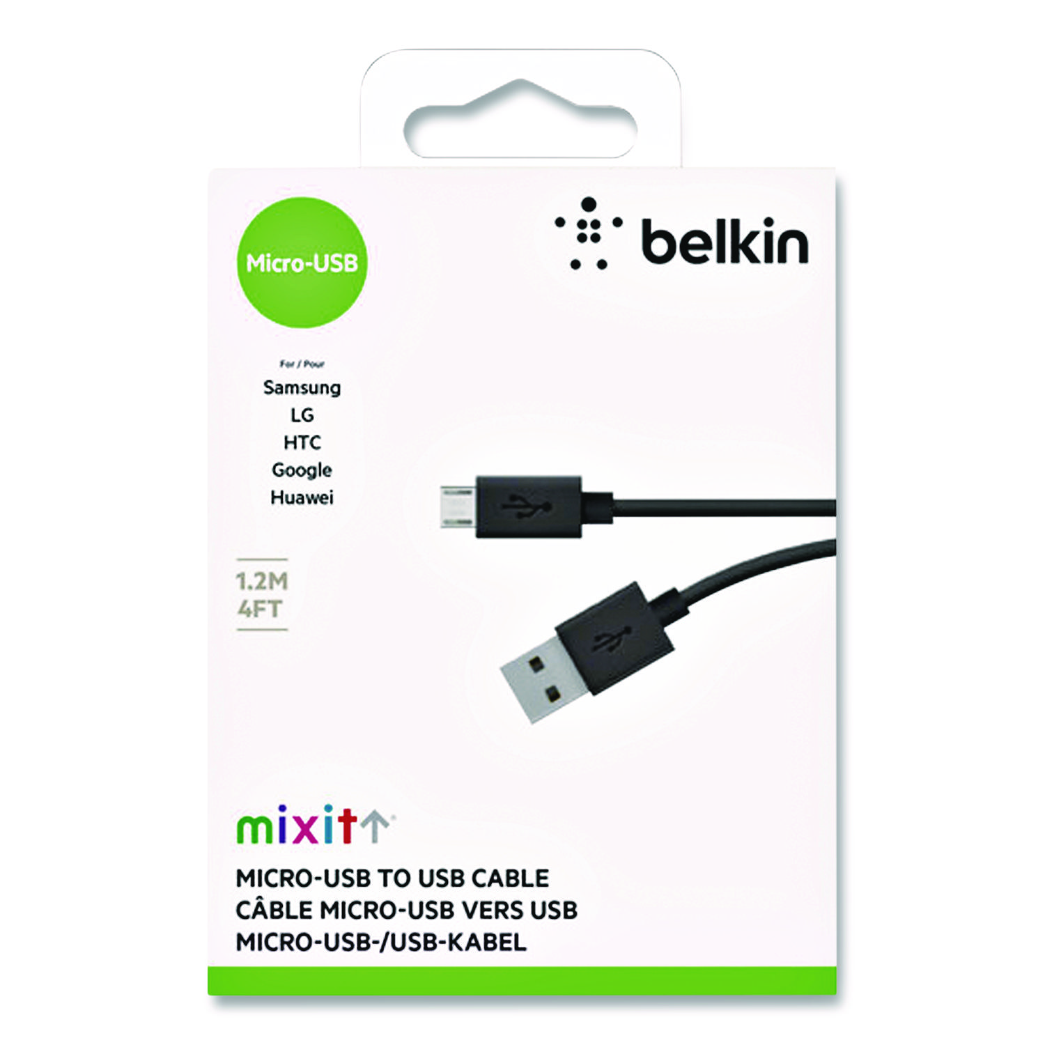 MIXIT Micro USB ChargeSync Cable, 4 ft, Black