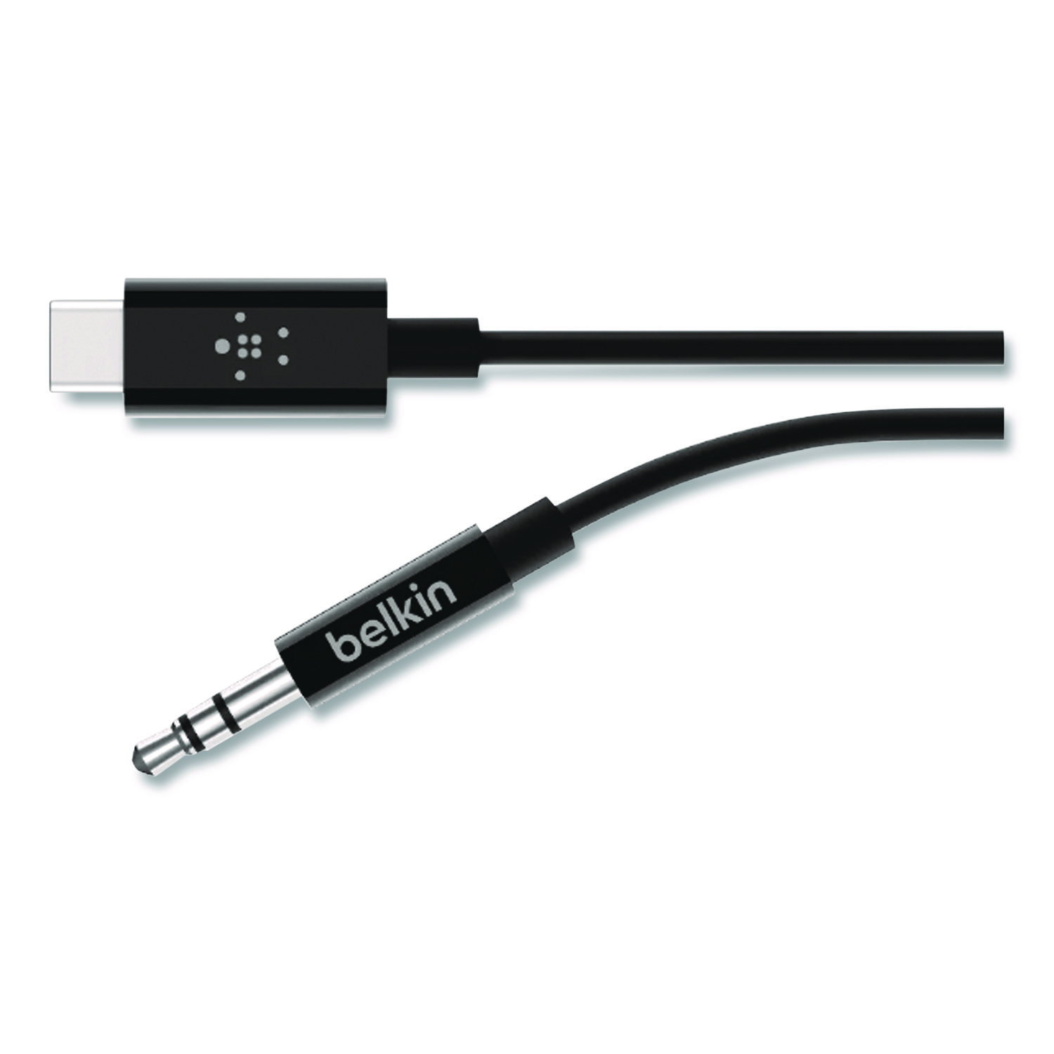 RockStar 3.5mm Audio Cable with USB-C Connector, 3 ft, Black