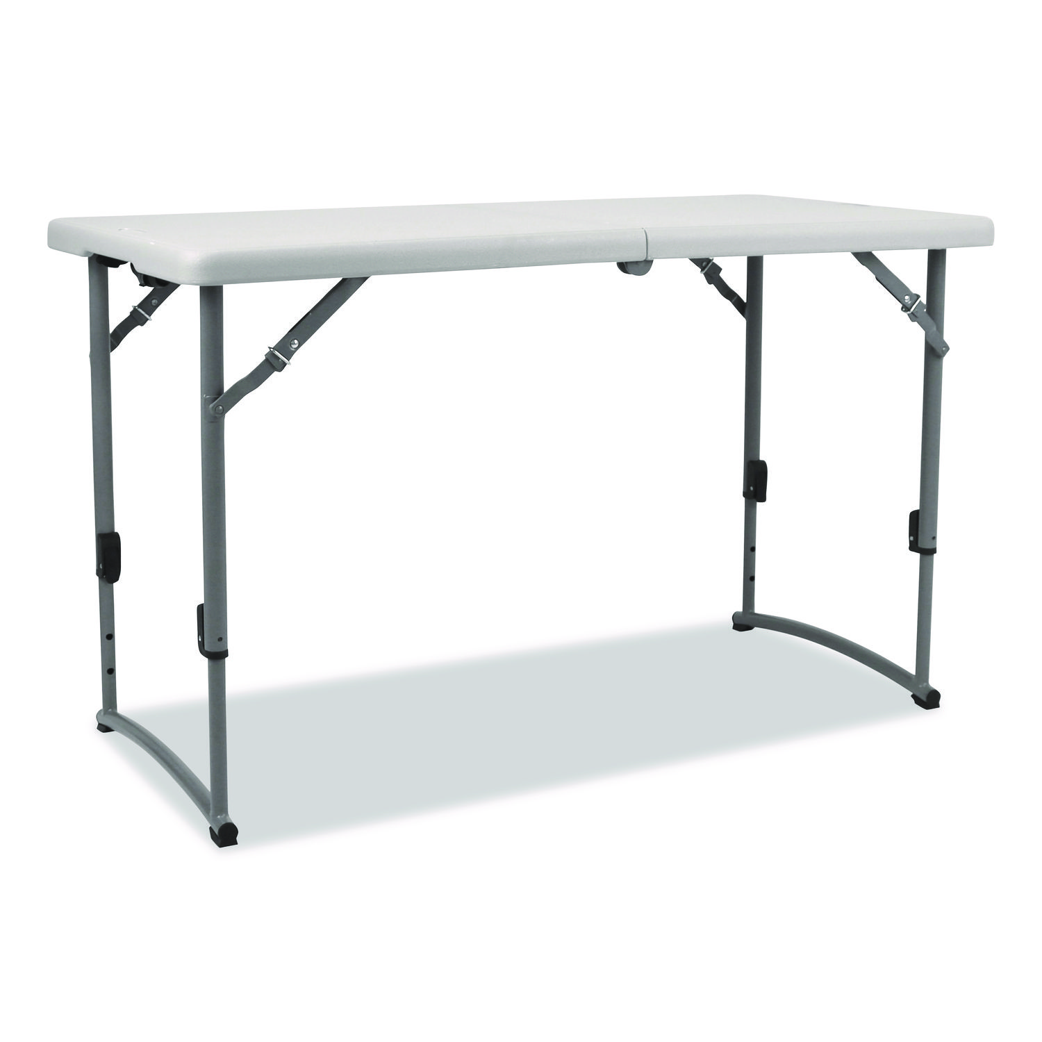 Plastic Fold-in-Half Adjustable Height Table, Rectangular, 24w x 48d x 22h to 35h, Speckled Gray Top, Gray Base/Legs