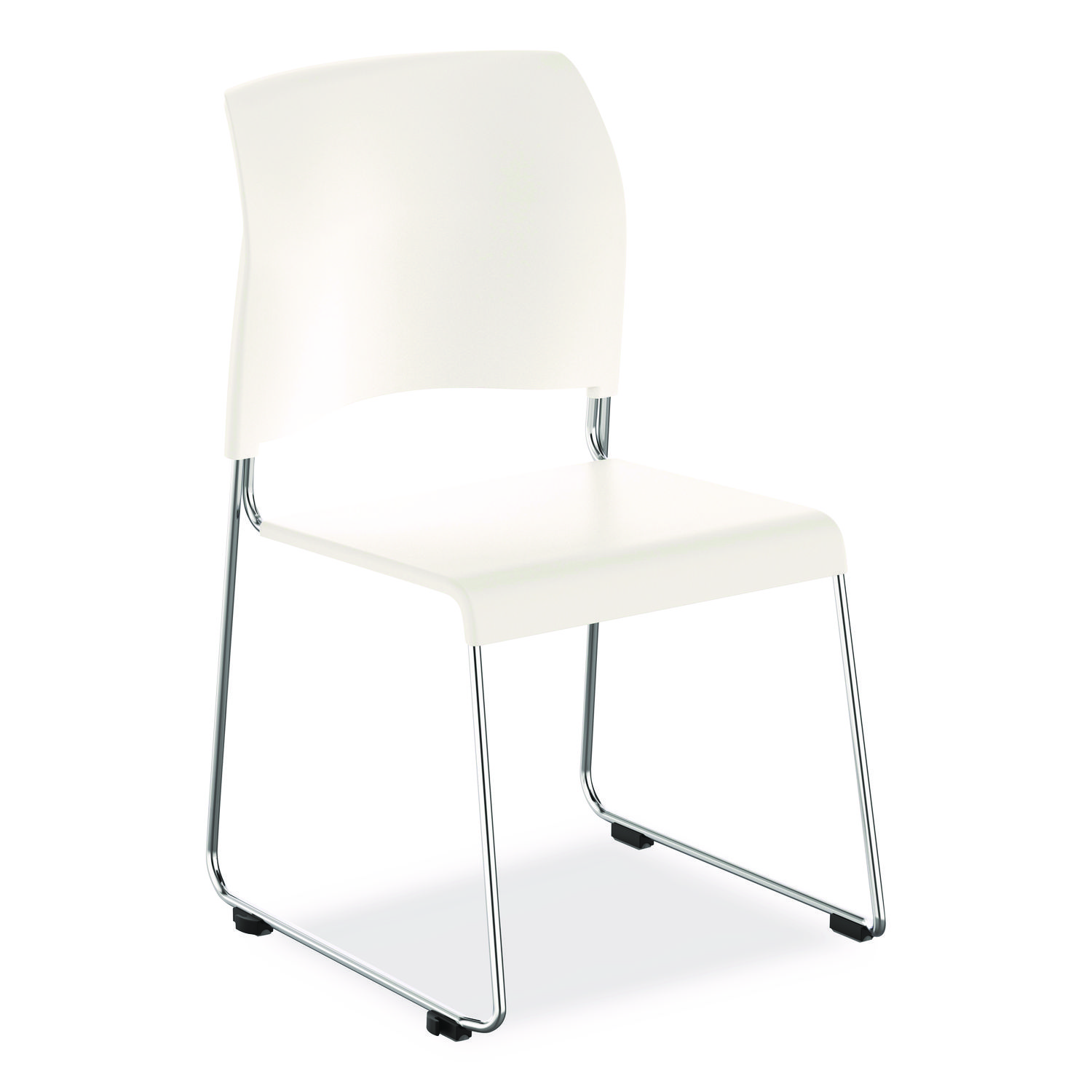 8800 Series Cafetorium Plastic Stack Chair, Supports Up to 500 lb, 18" Seat Height, White Seat/Back, Chrome Base, 4/Carton