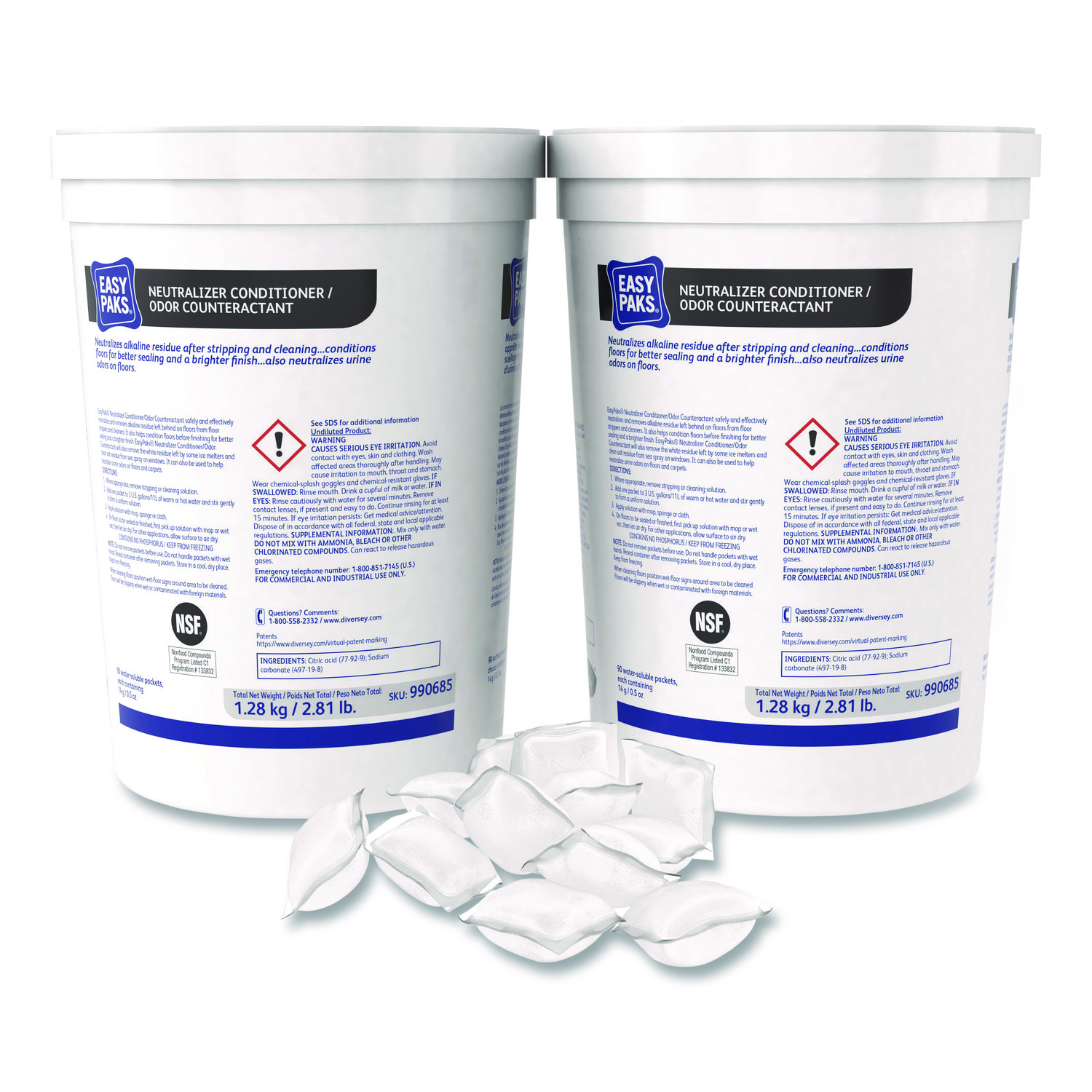 Neutralizer Conditioner/Odor Counteractant, Unscented, 0.5 oz Packets, 90/Tub