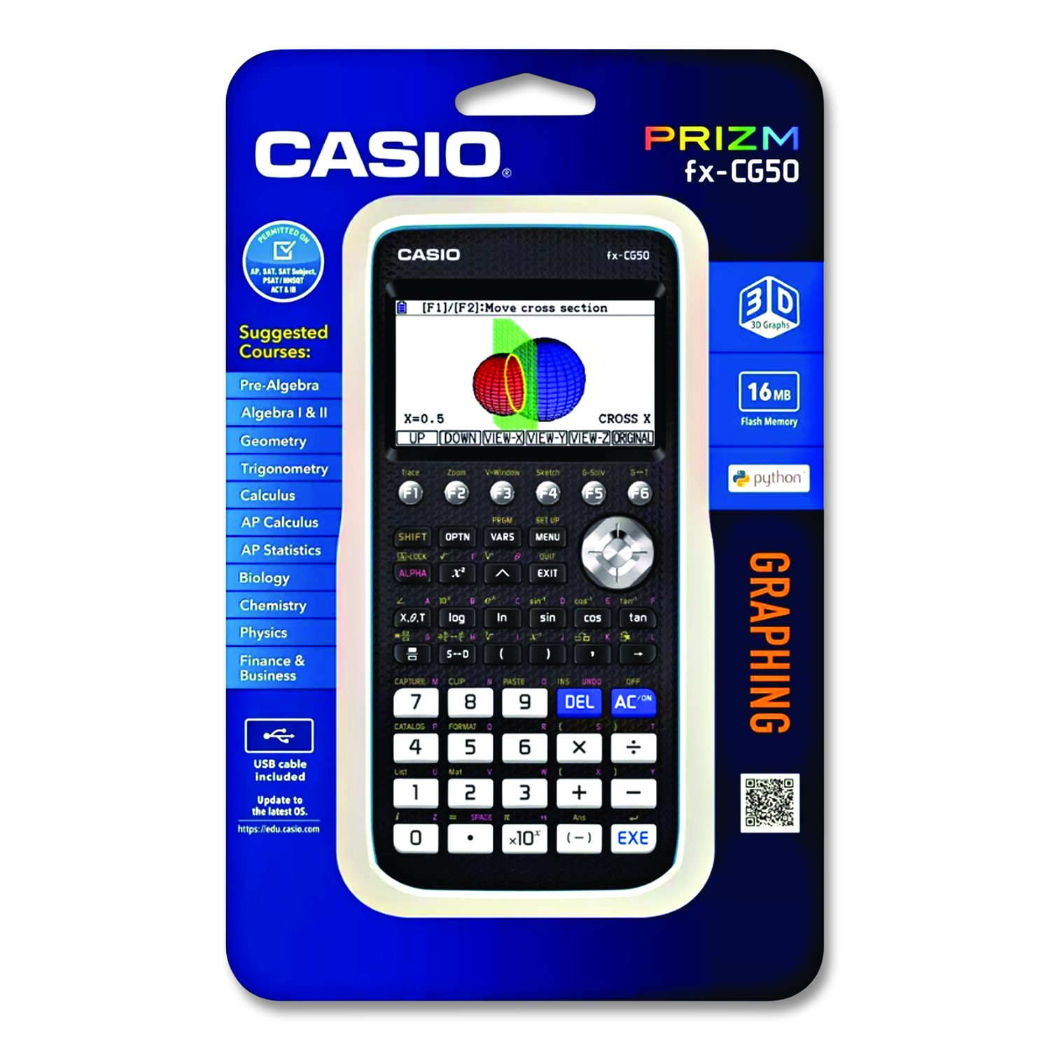 FX-CG50 PRIZM Color Graphing Calculator, 21-Digit LCD, Black - ASE