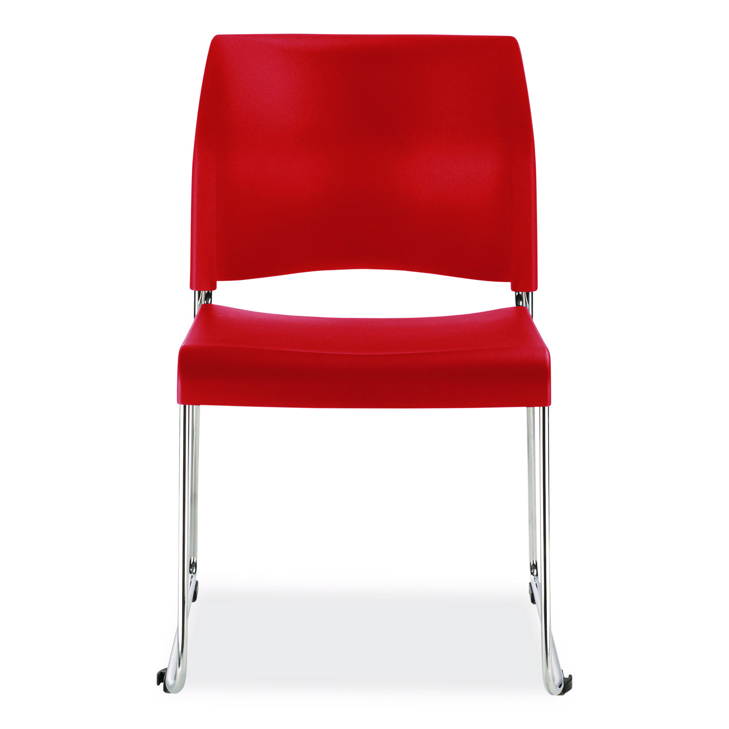 8800 Series Cafetorium Plastic Stack Chair, Supports Up to 500 lb, 18" Seat Height, Red Seat, Red Back, Chrome Base, 4/Carton