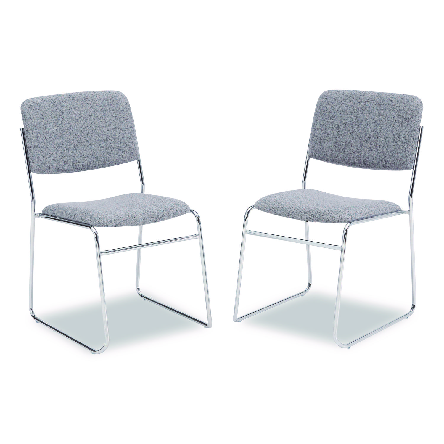 8600 Series Fabric Padded Signature Stack Chair, Supports Up to 500 lb, 19" Seat Height, Gray Seat/Back, Chrome Base, 2/Pack