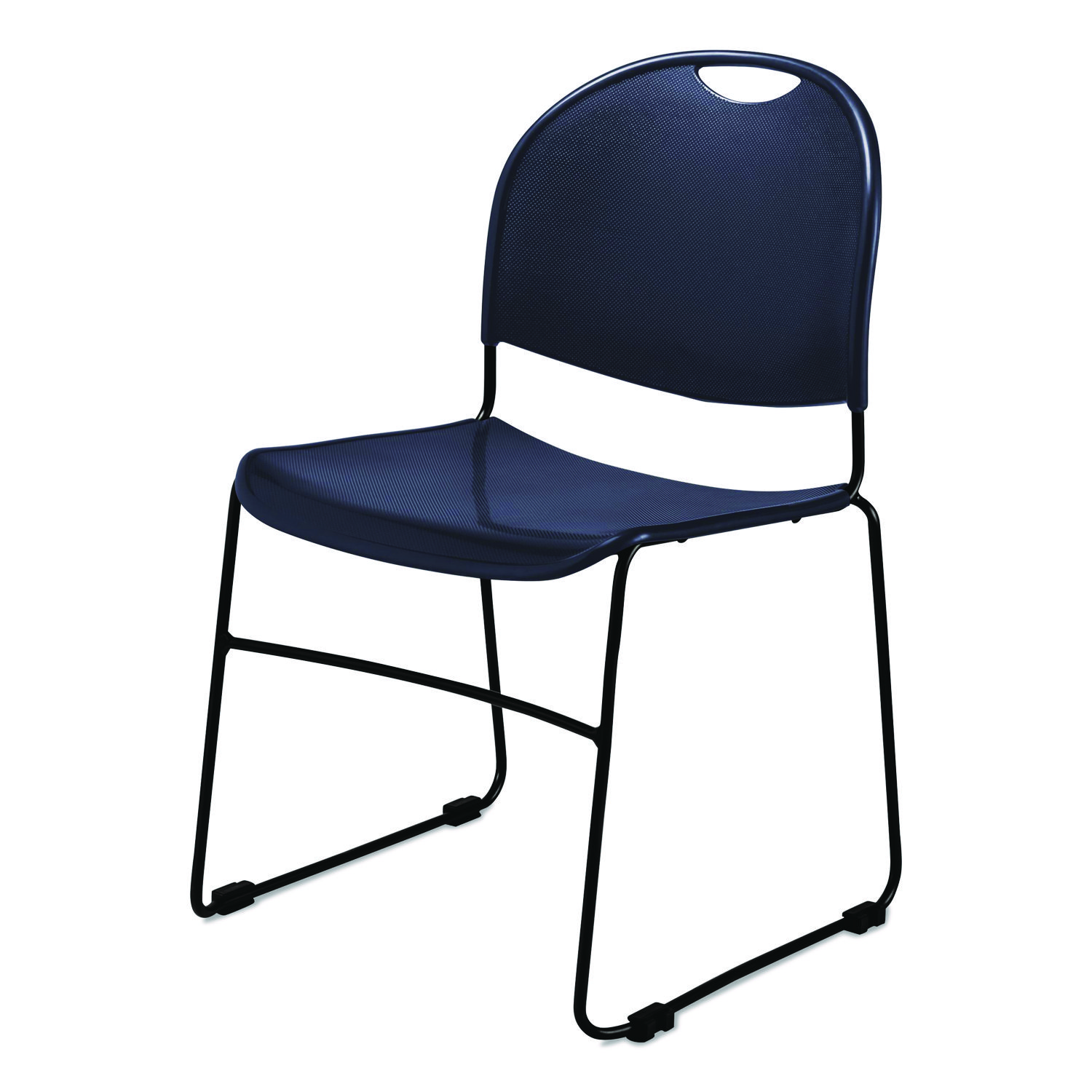 850 Series Multi-Purpose Ultra Compact Stack Chair, Supports 300 lbs, 17" Seat Height, Navy Seat/Back, Black Base, 4/Carton