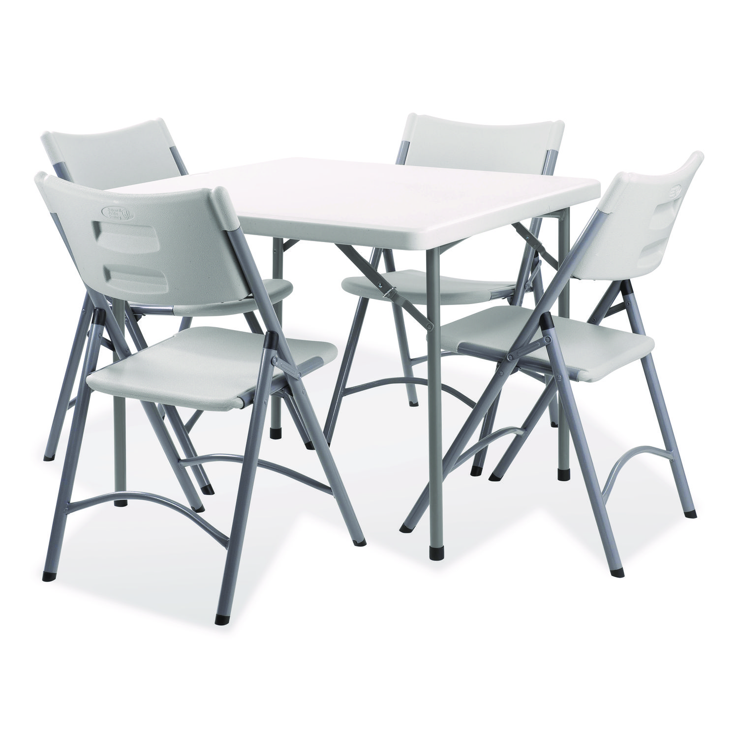 Heavy-Duty Folding Table/Folding Chair Set, 36" x 36" x 29.5", Speckled Gray Top, Gray Legs, 4/Carton, 2 Carton/Bundle