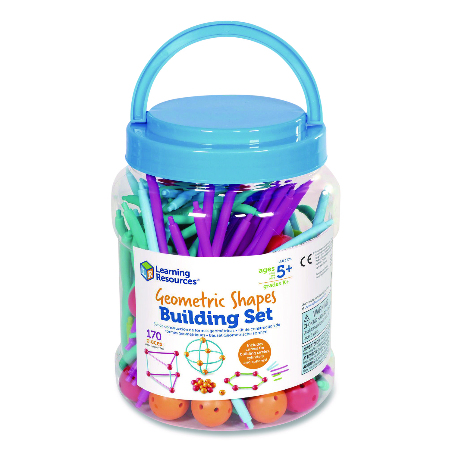 Geometric Shapes Building Set, Grades K to 5, 170 Pieces