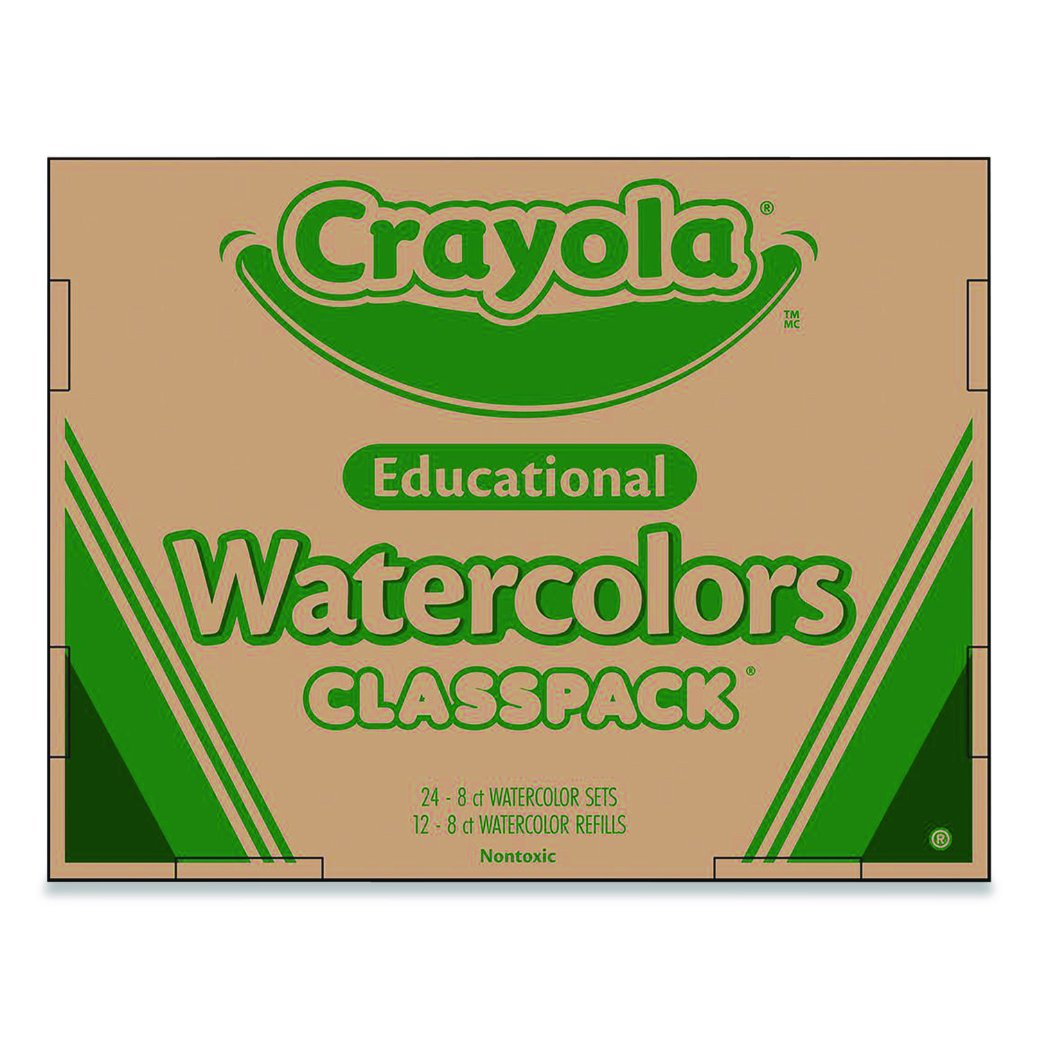 Watercolors, 8 Assorted Colors, Palette Tray, 36/Carton