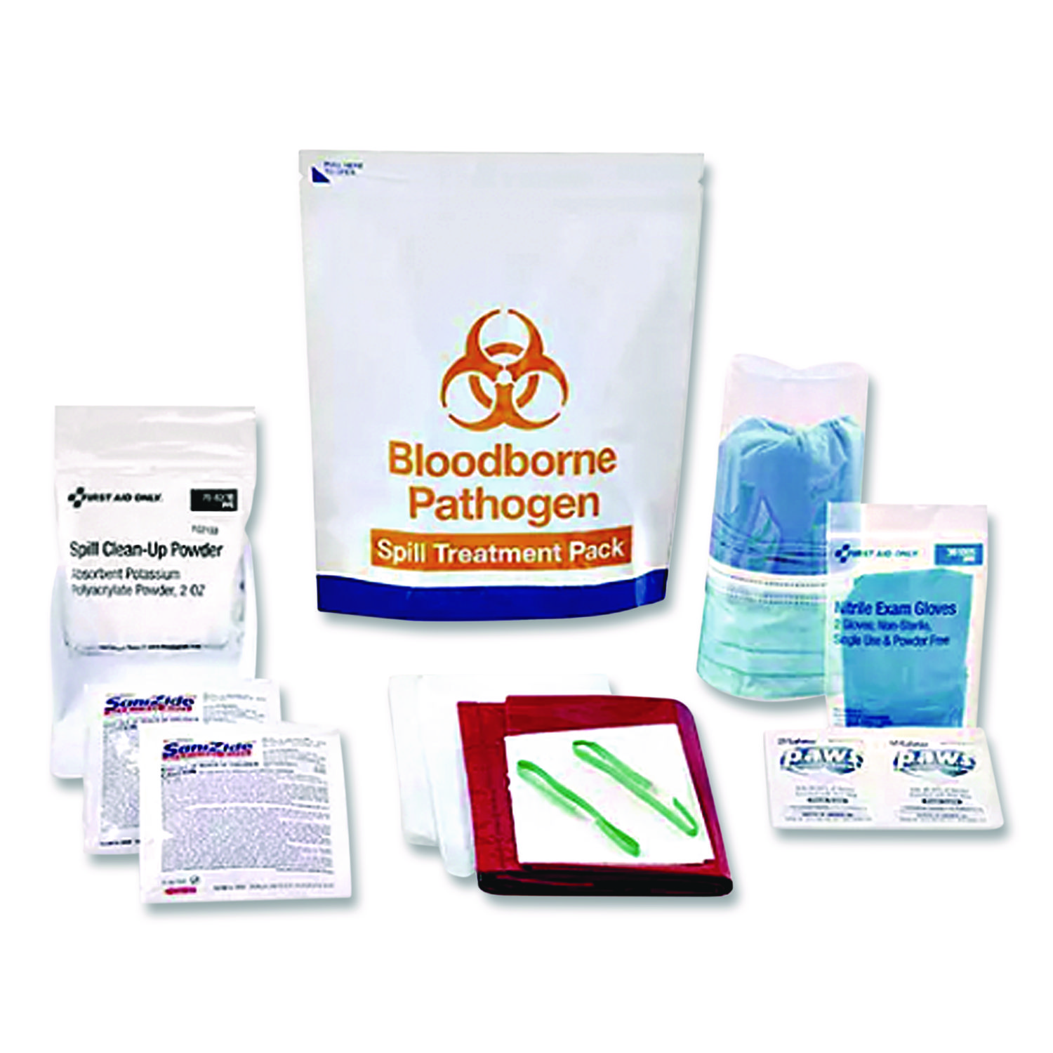 15-Piece Blood-Borne Pathogen Treatment Pack, 15 Pieces, Resealable Plastic Bag