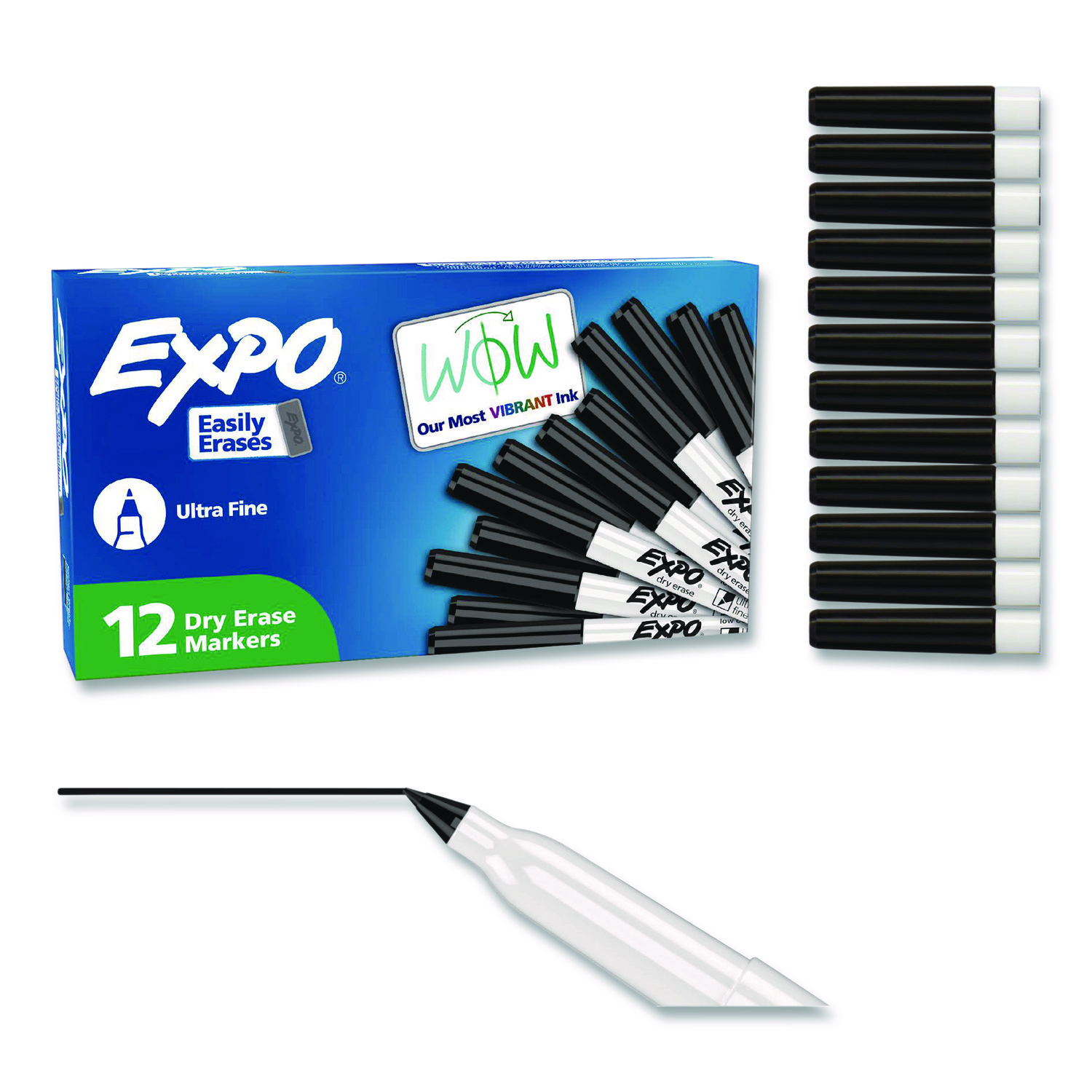 Low-Odor Dry-Erase Marker, Extra-Fine Bullet Tip, Black