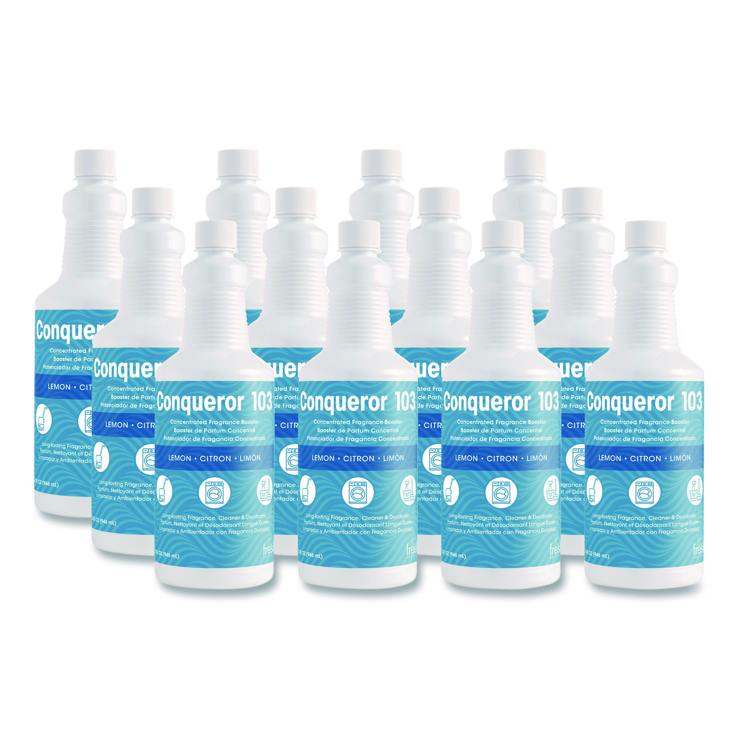 Conqueror 103 Odor Counteractant Concentrate, Lemon, 32 oz Bottle, 12/Carton