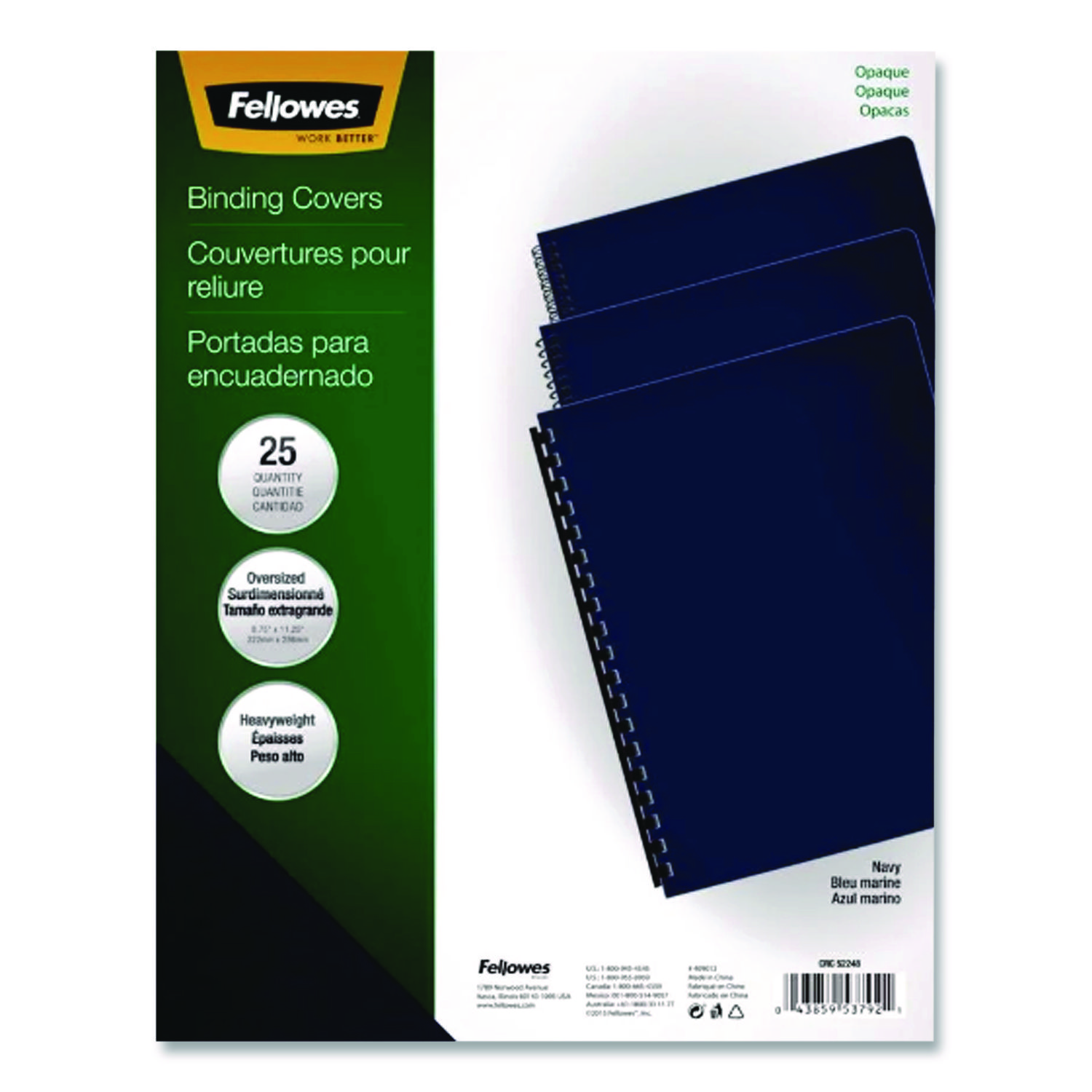 Futura Oversized Pre-Punched Presentation Covers, Plastic, Round Corners, 11.25 x 8.75, Navy, 25/Pack