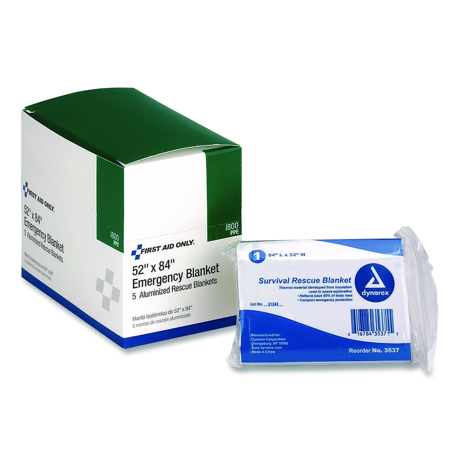 Aluminized Emergency Blanket, 52" x 84", 5/Box