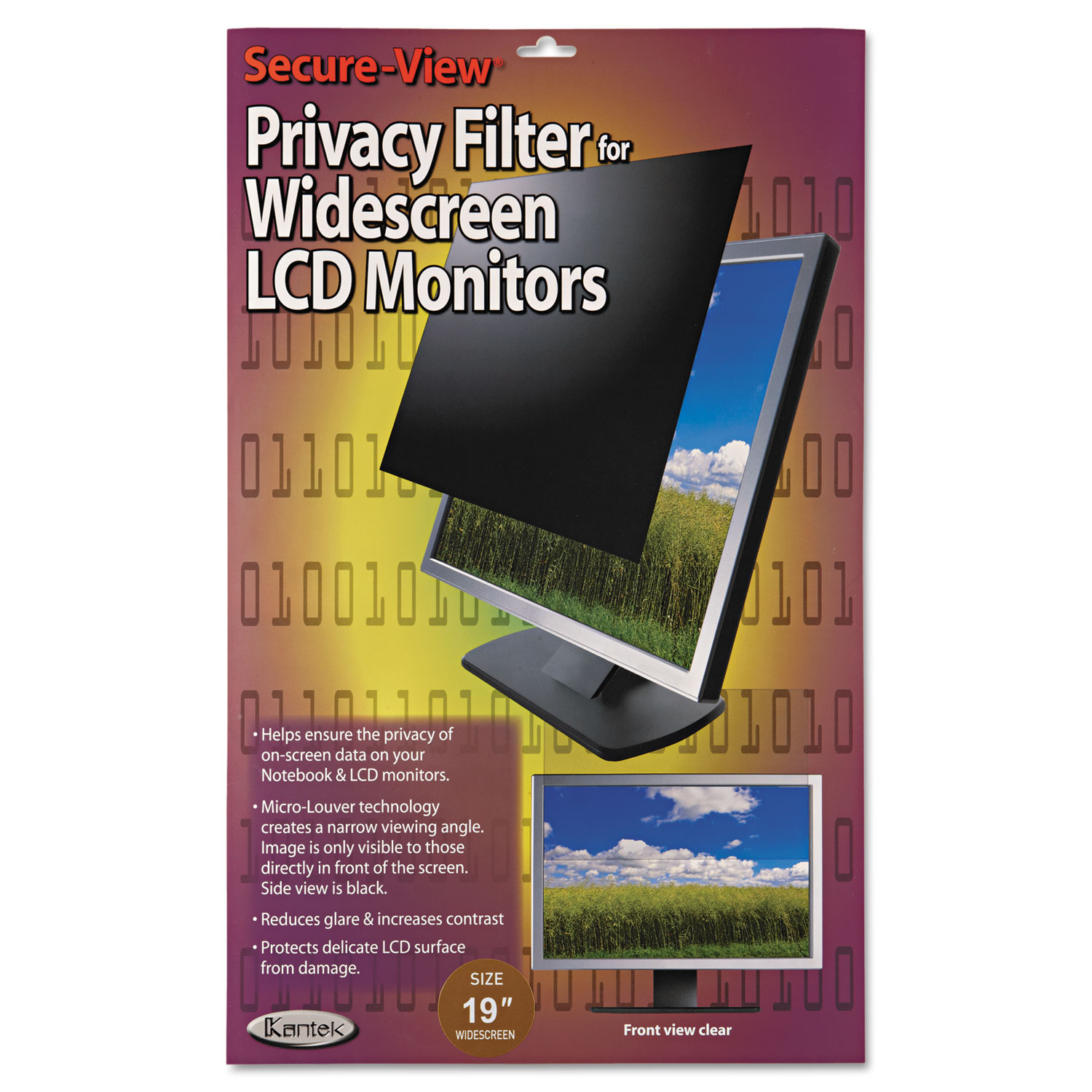  Kantek SVL190W Secure View LCD Monitor Privacy Filter For 19 Widescreen (KTKSVL190W) 