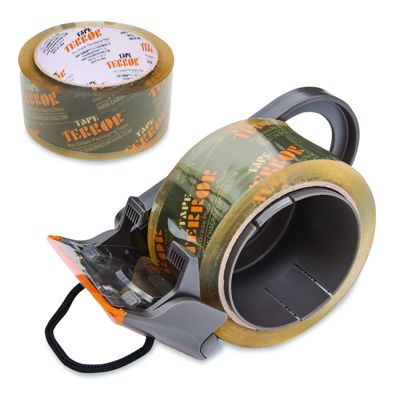 Tape Dispenser with Tape, 3" Core, Polypropylene, Gray/Orange, 1 Dispenser, 1 Roll Pro-Grade Packaging Tape