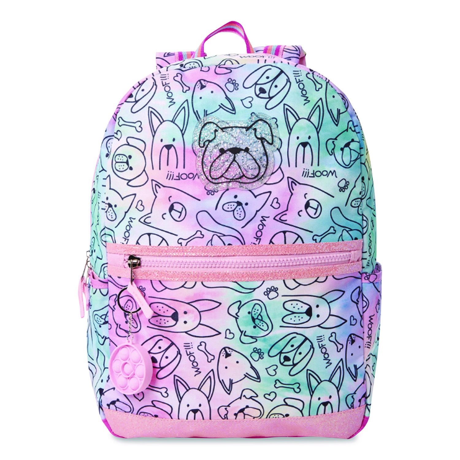 Adorable Dogs Life Backpack, 12" x 5" x 16", Tie-Dye Pink/Blue