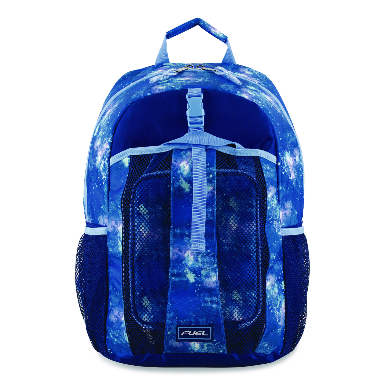 Bijoux Deluxe Backpack and Lunch Bag Bundle, Backpack: 13.5" x 7" x 18.5", Lunch Bag: 7.5" x 4.25" x 9", Light Blue Galaxy